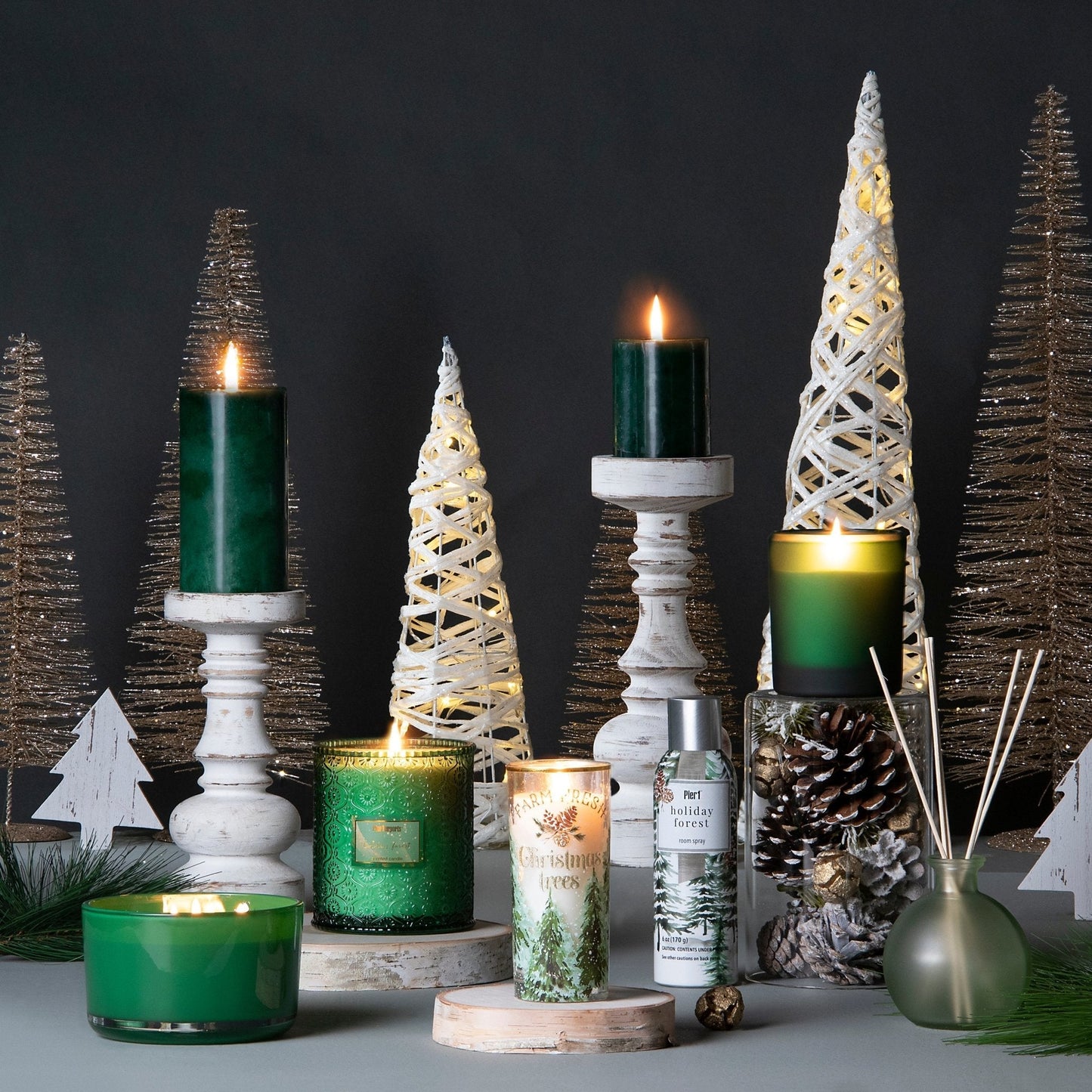 Pier 1 Holiday Forest Filled 3-Wick Candle 14oz