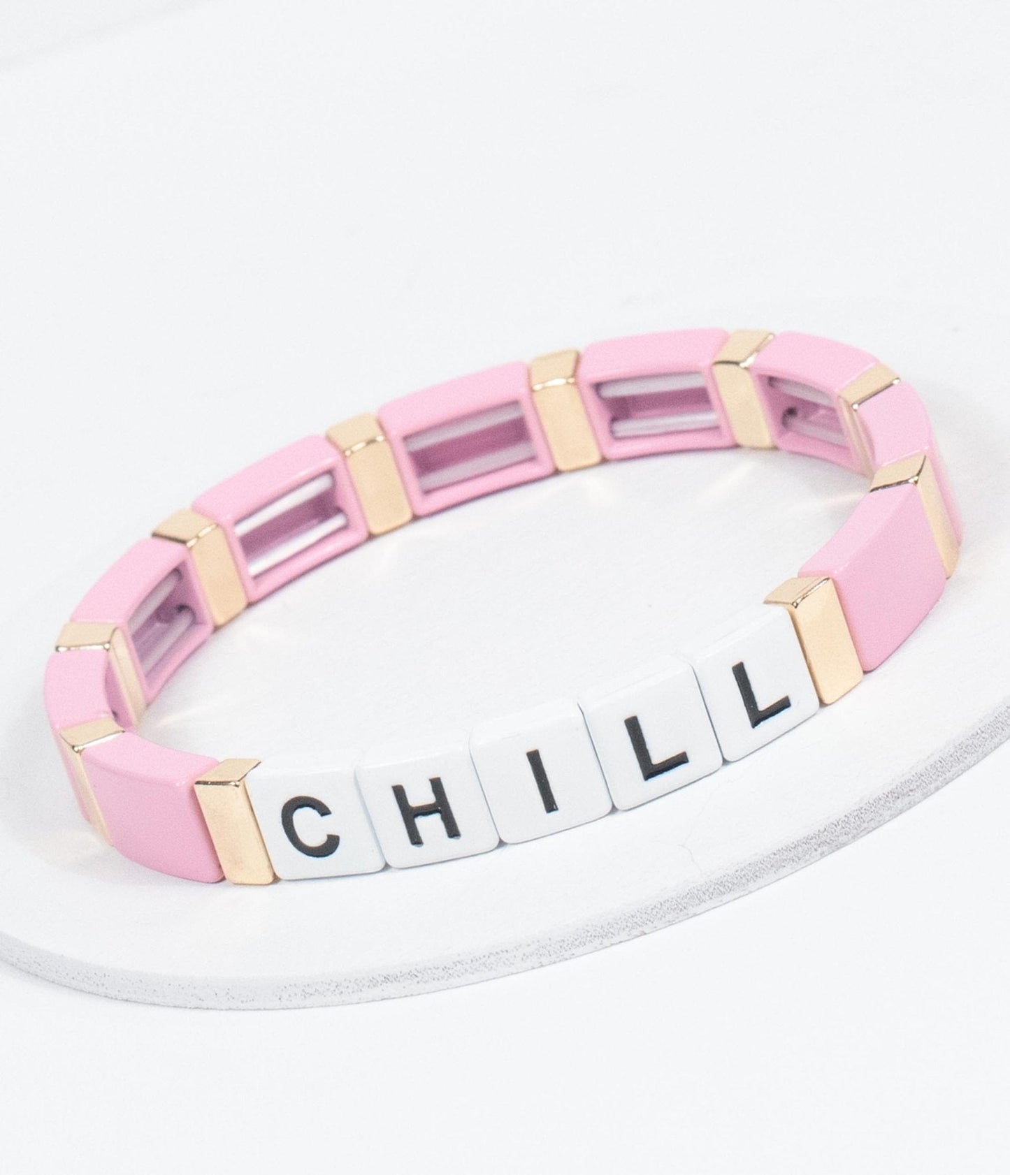 Pink & Gold Chill Word Bracelet