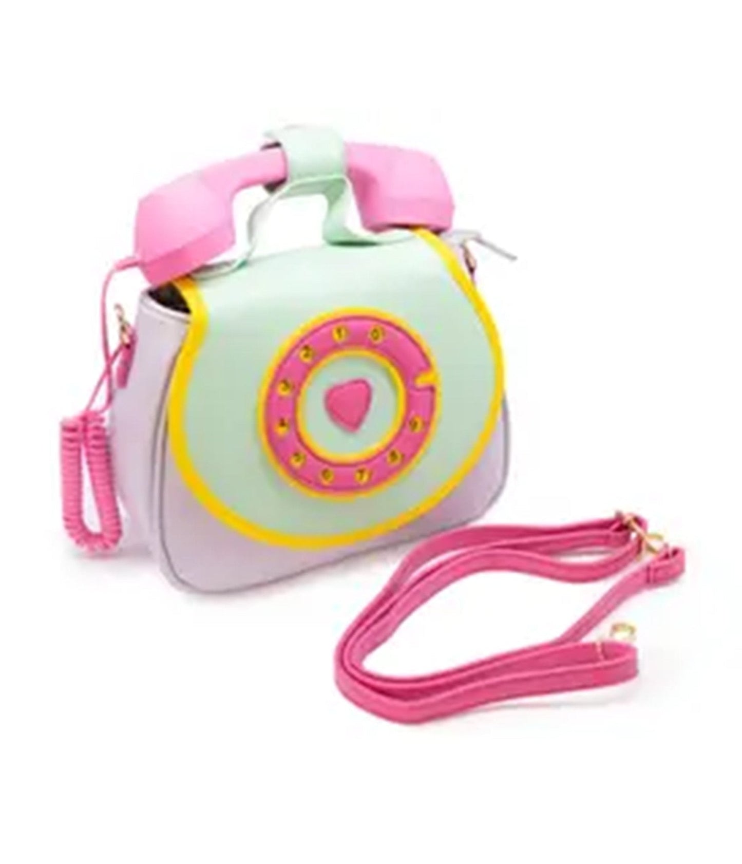 Pink & Green Ring Ring Phone Convertible Handbag