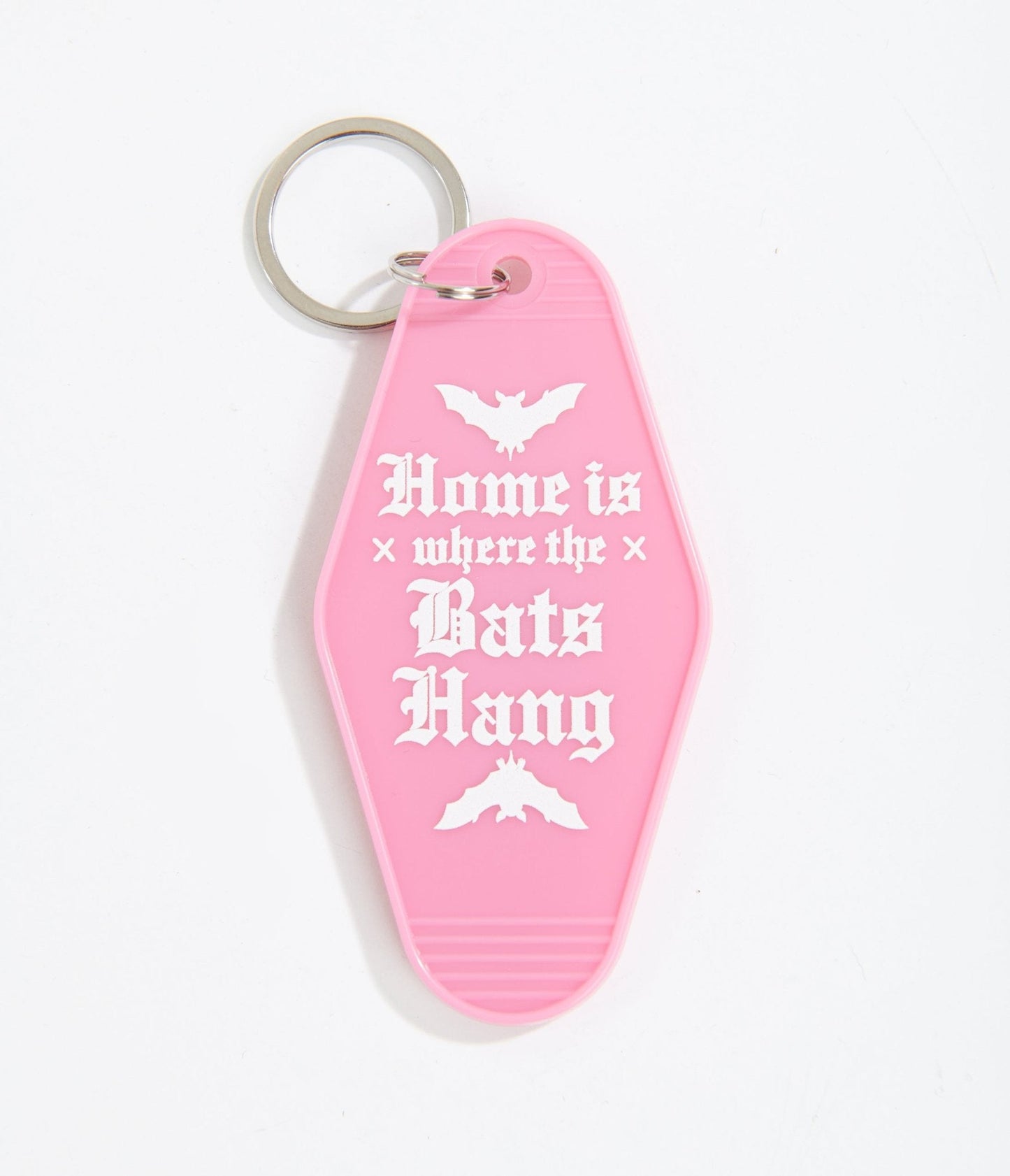 Pink Home Is Where The Bats Hang Motel Keychain