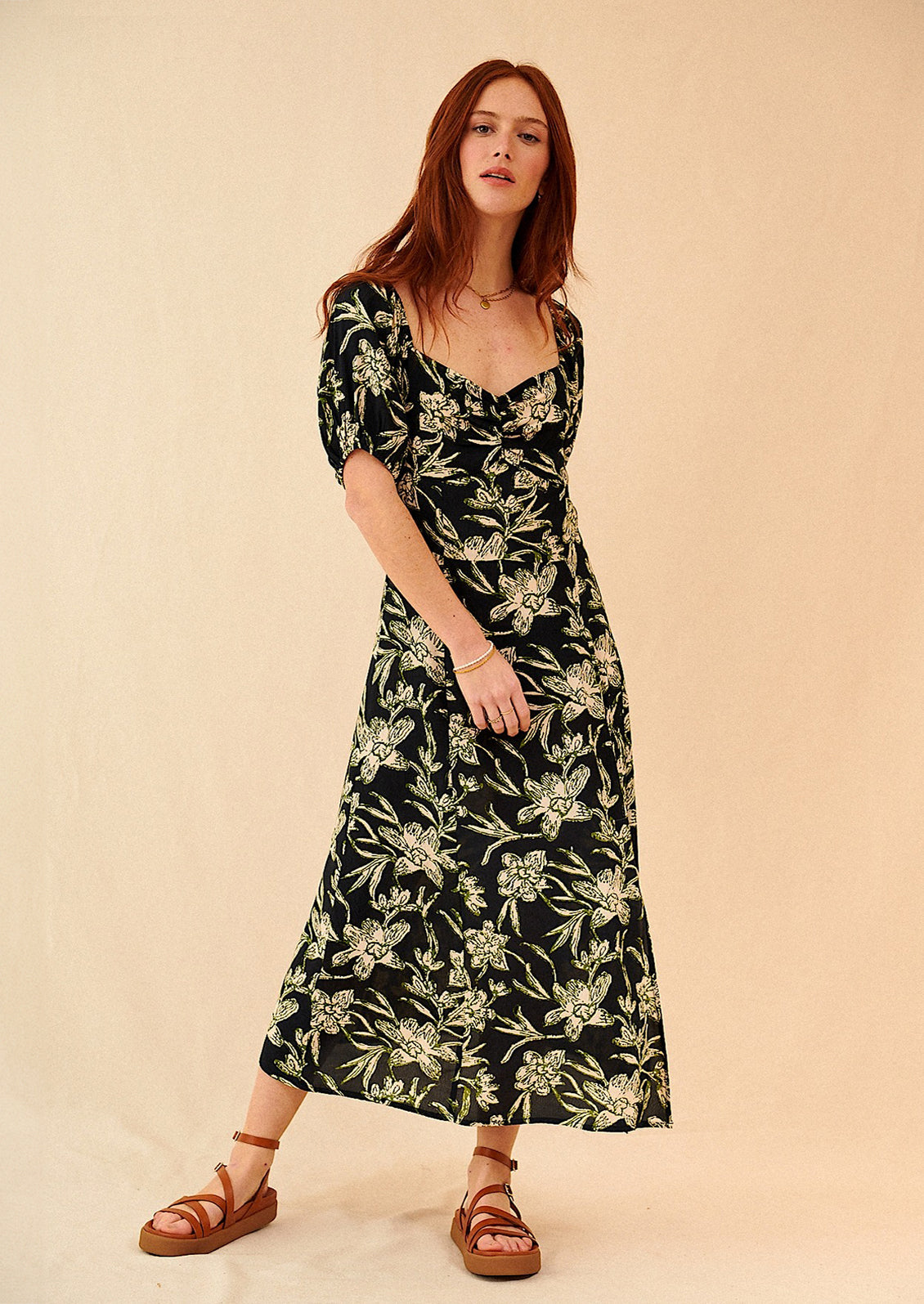Plumeria Printed Midi Dress