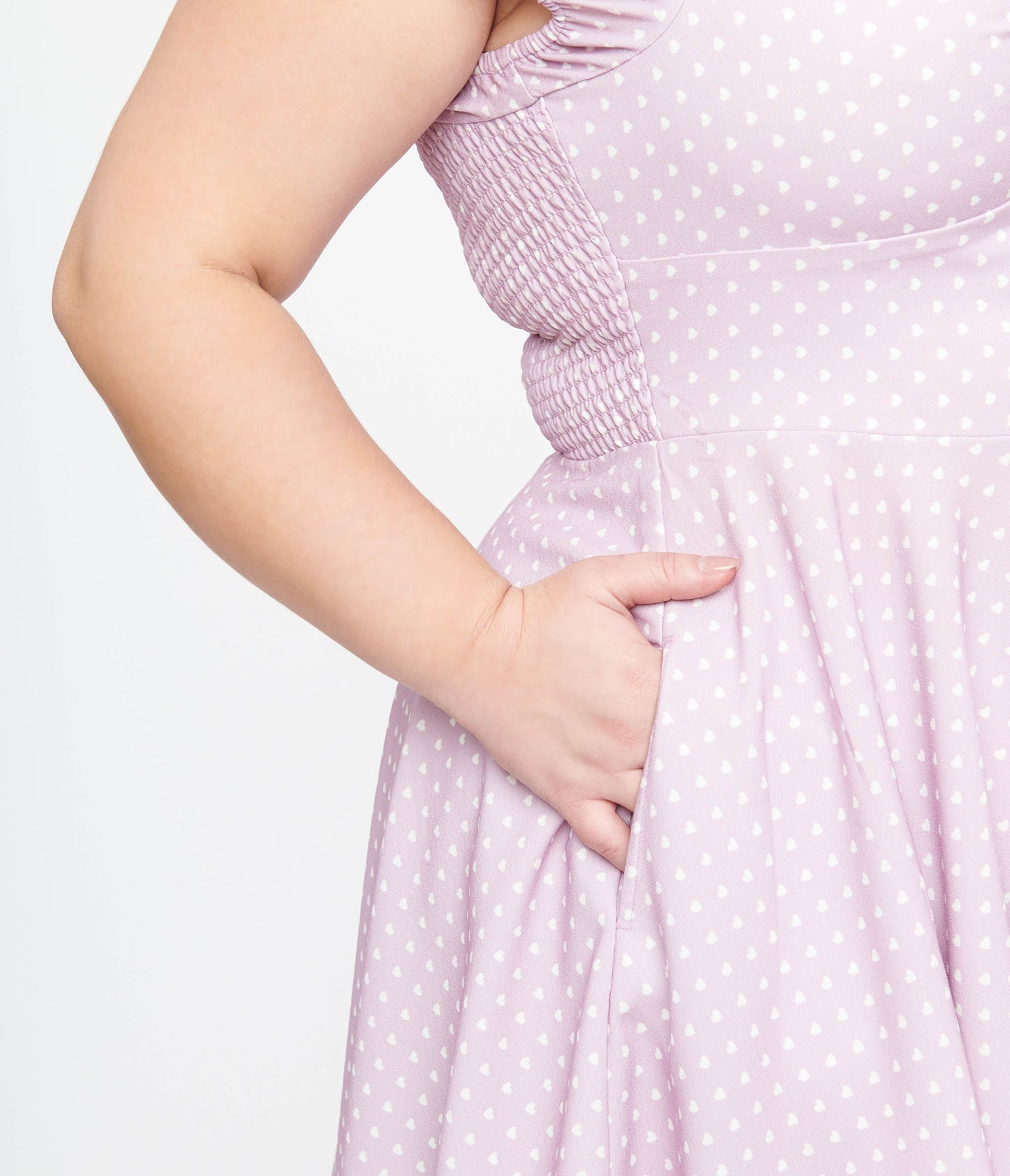 Plus Size 1950s Lavender & White Heart Print Victoria Swing Dress