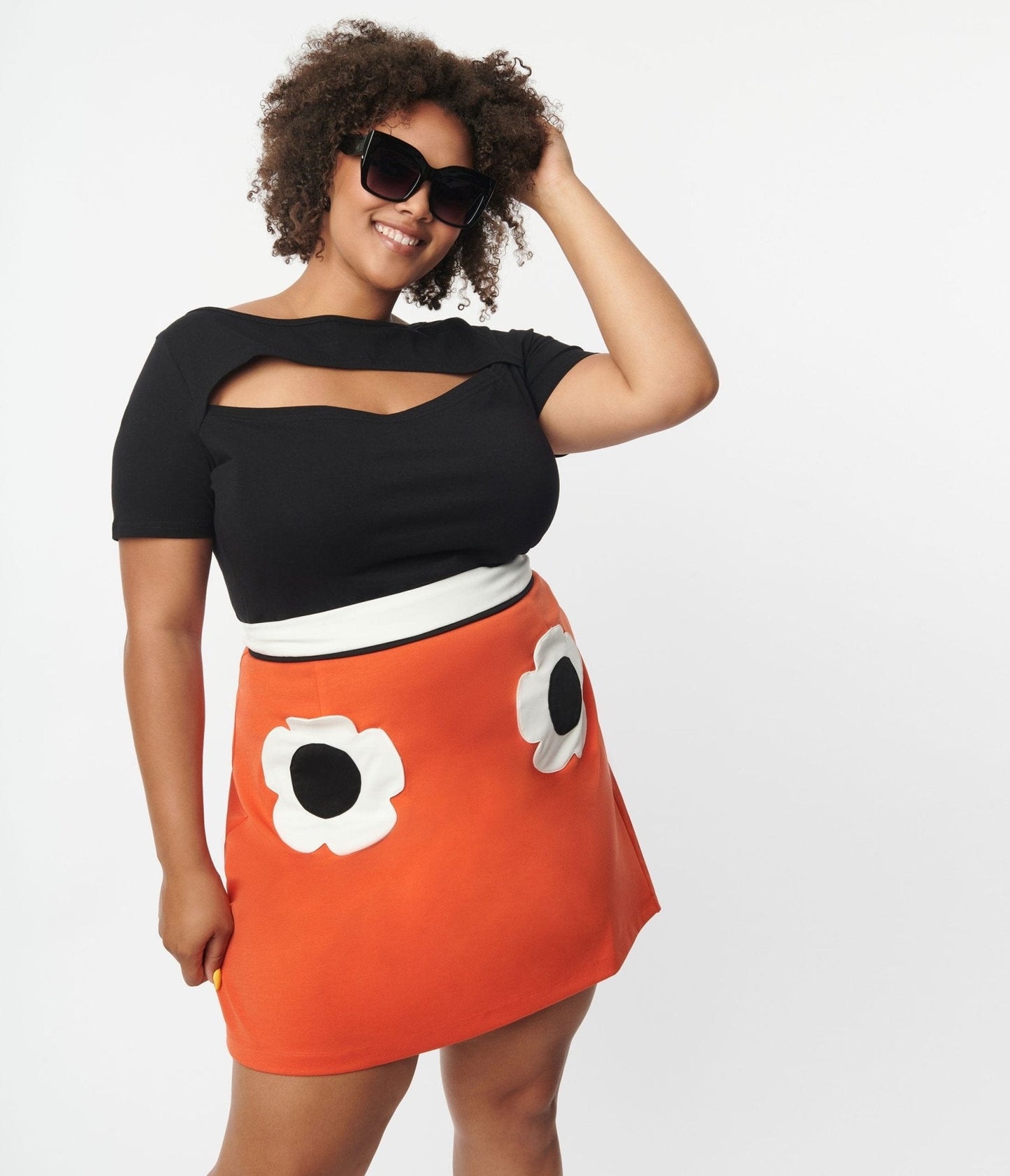 Plus Size Black Cut Out Knit Top