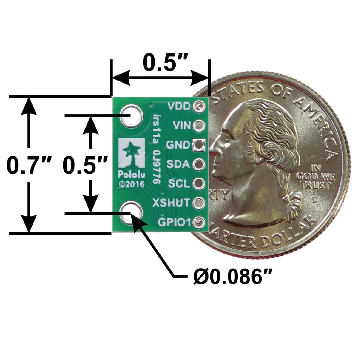 Pololu VL53L4CD Time-of-Flight Distance Sensor Carrier with Voltage Regulator (120cm Max)