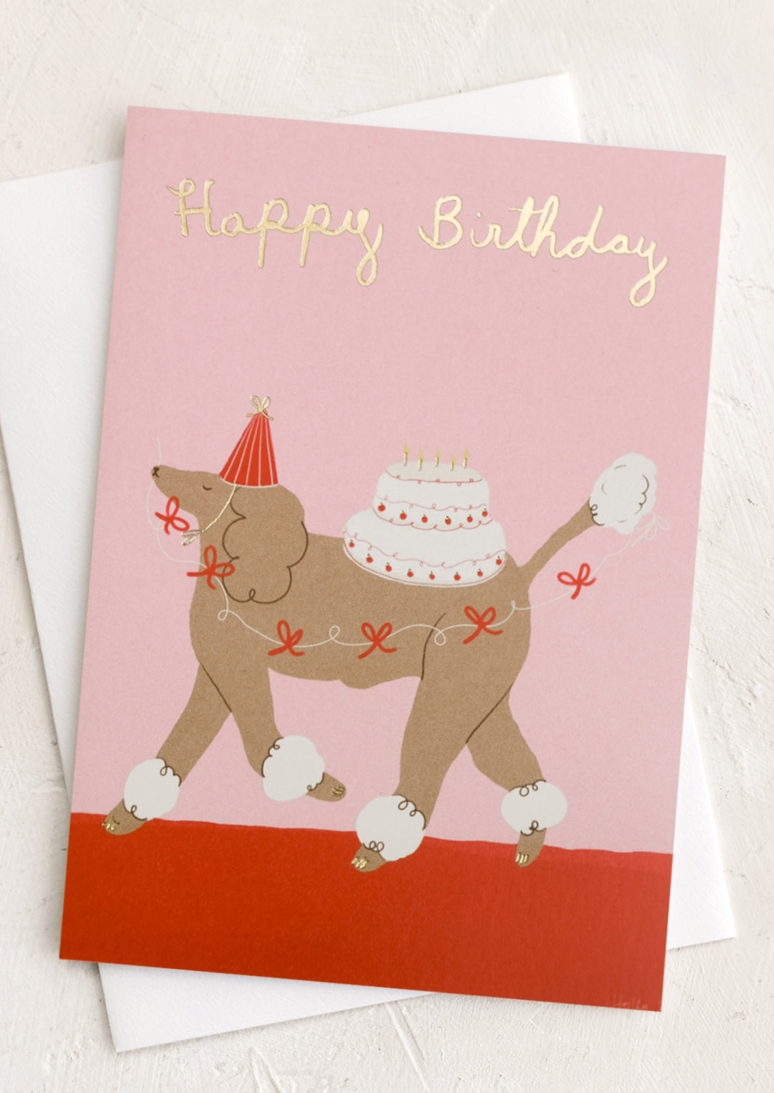 Poodle With Cake Birthday Card
