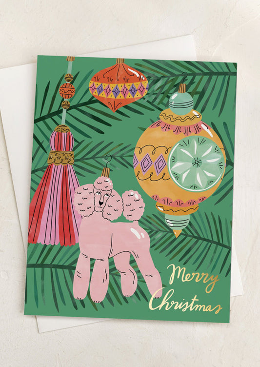 Christmas Poodle Bauble Card