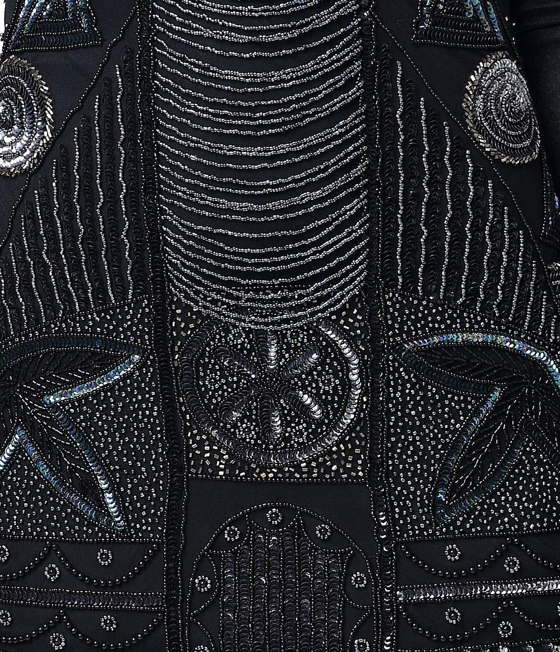 Special Order- Unique Vintage 1920s Style Black Hand Beaded Fringe Bosley Flapper Dress