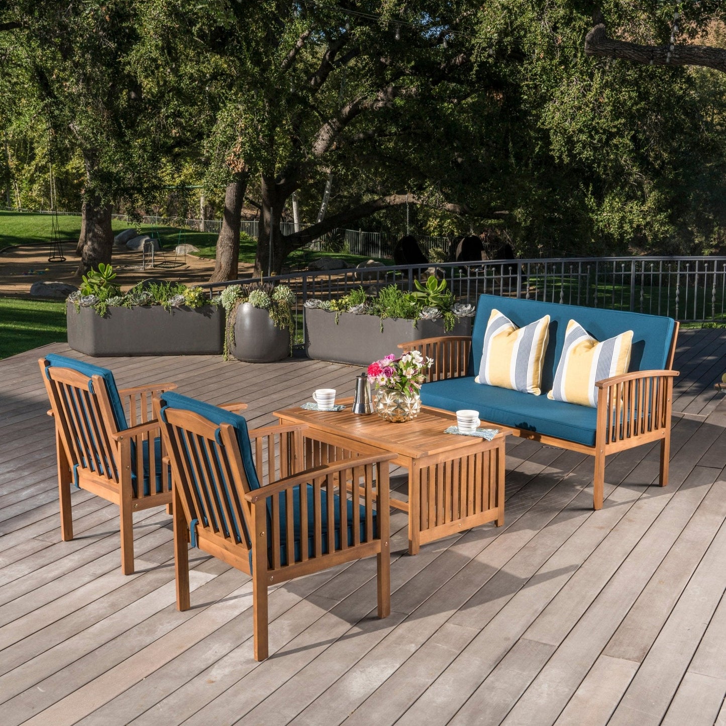 Prism 4-Piece Outdoor Patio Sofa Set with Coffee Table, 2 Chairs and Loveseat