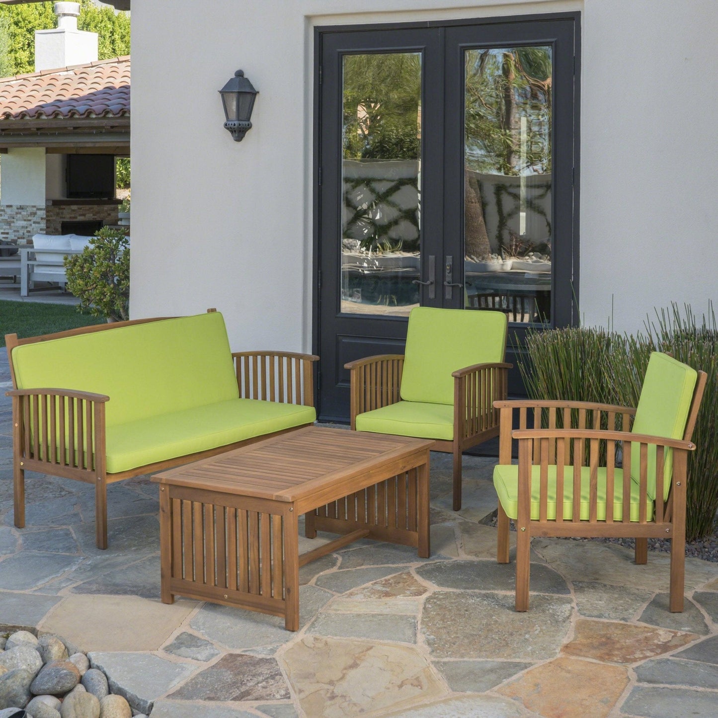 Prism 4-Piece Outdoor Patio Sofa Set with Coffee Table, 2 Chairs and Loveseat