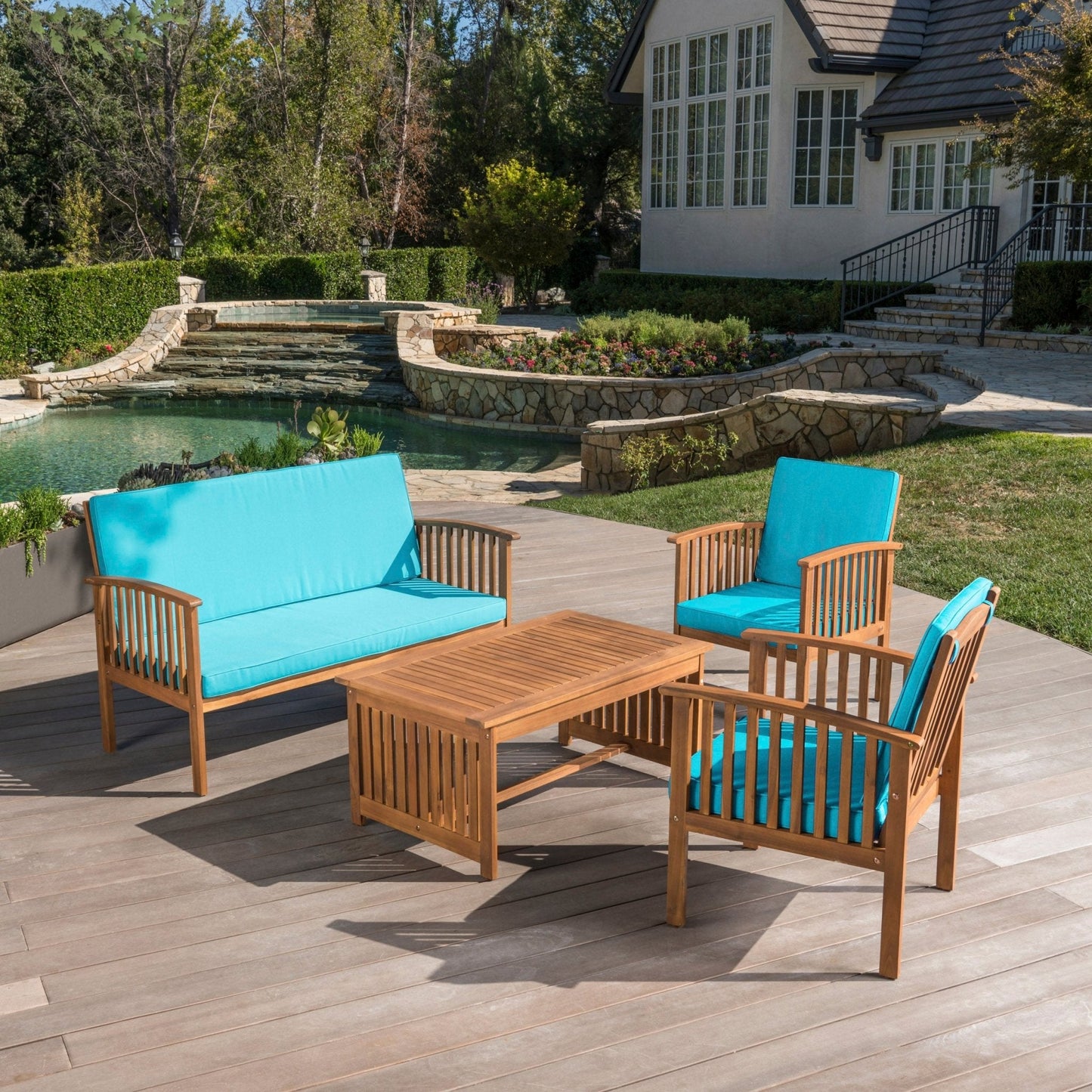 Prism 4-Piece Outdoor Patio Sofa Set with Coffee Table, 2 Chairs and Loveseat