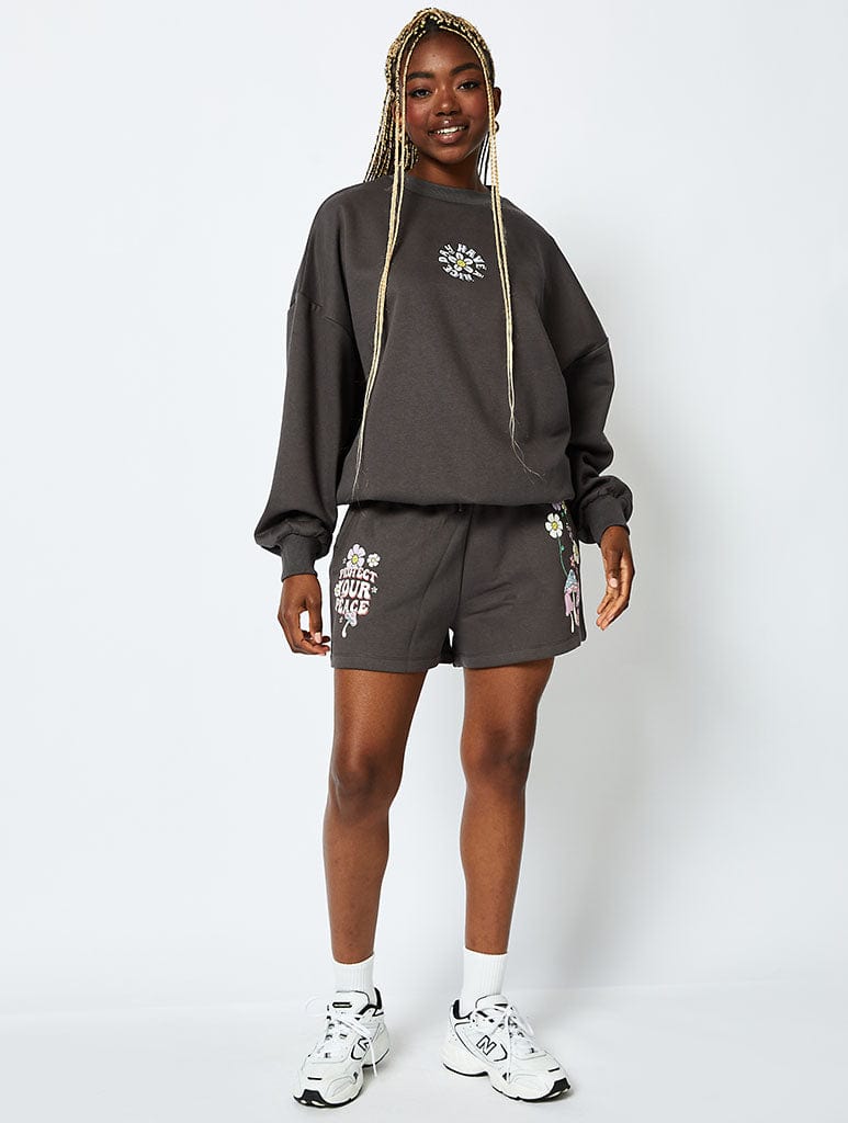 Protect Your Peace Acid Wash Jogger Shorts