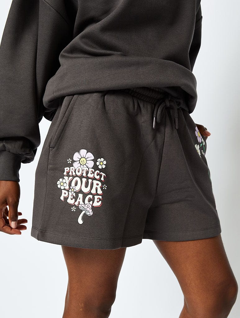 Protect Your Peace Acid Wash Jogger Shorts
