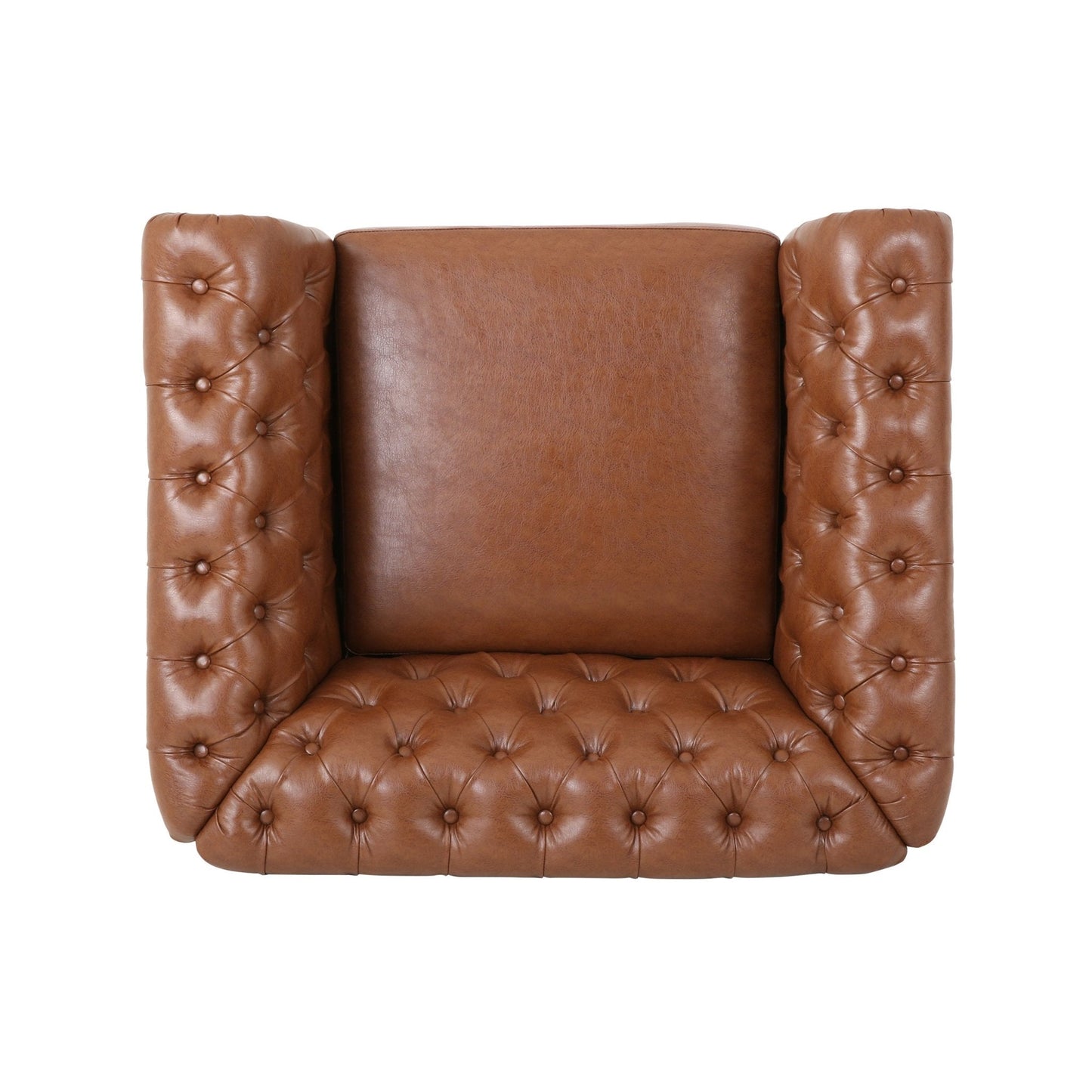 PU Leather Upholstered Club Chair with Rolled Arm