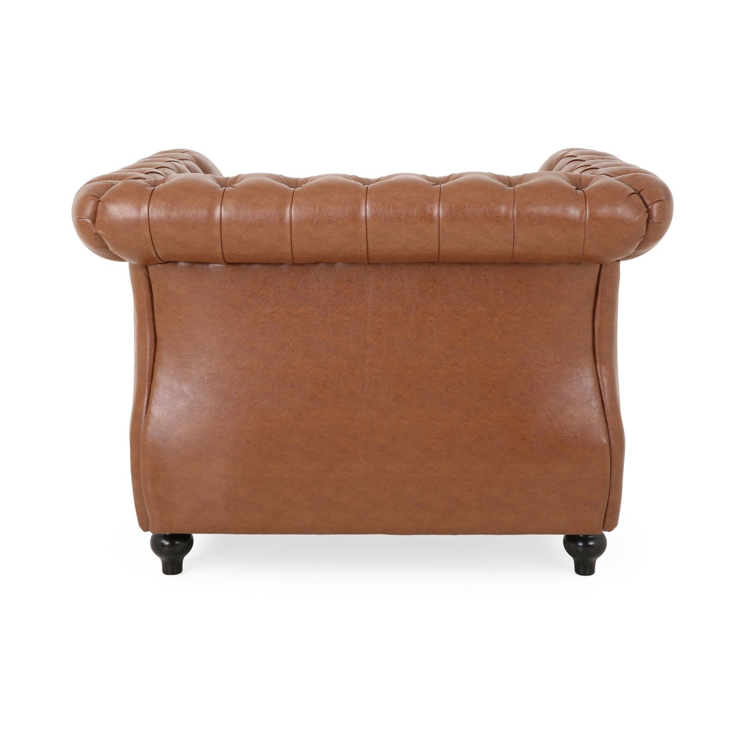 PU Leather Upholstered Club Chair with Rolled Arm