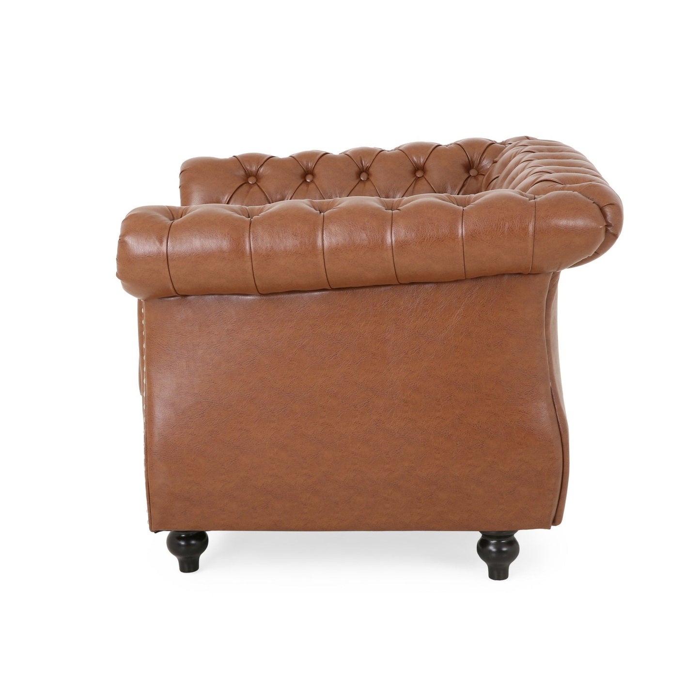 PU Leather Upholstered Club Chair with Rolled Arm
