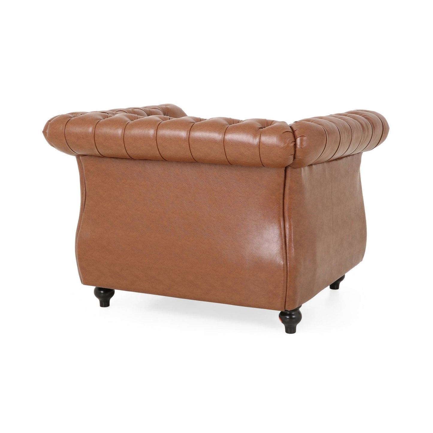 PU Leather Upholstered Club Chair with Rolled Arm