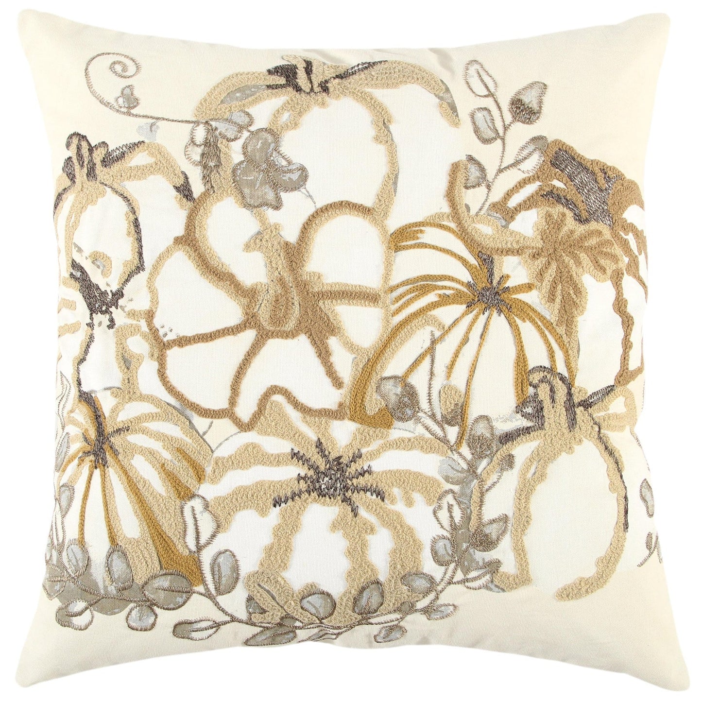Embroidered Pumpkins Square Pillow