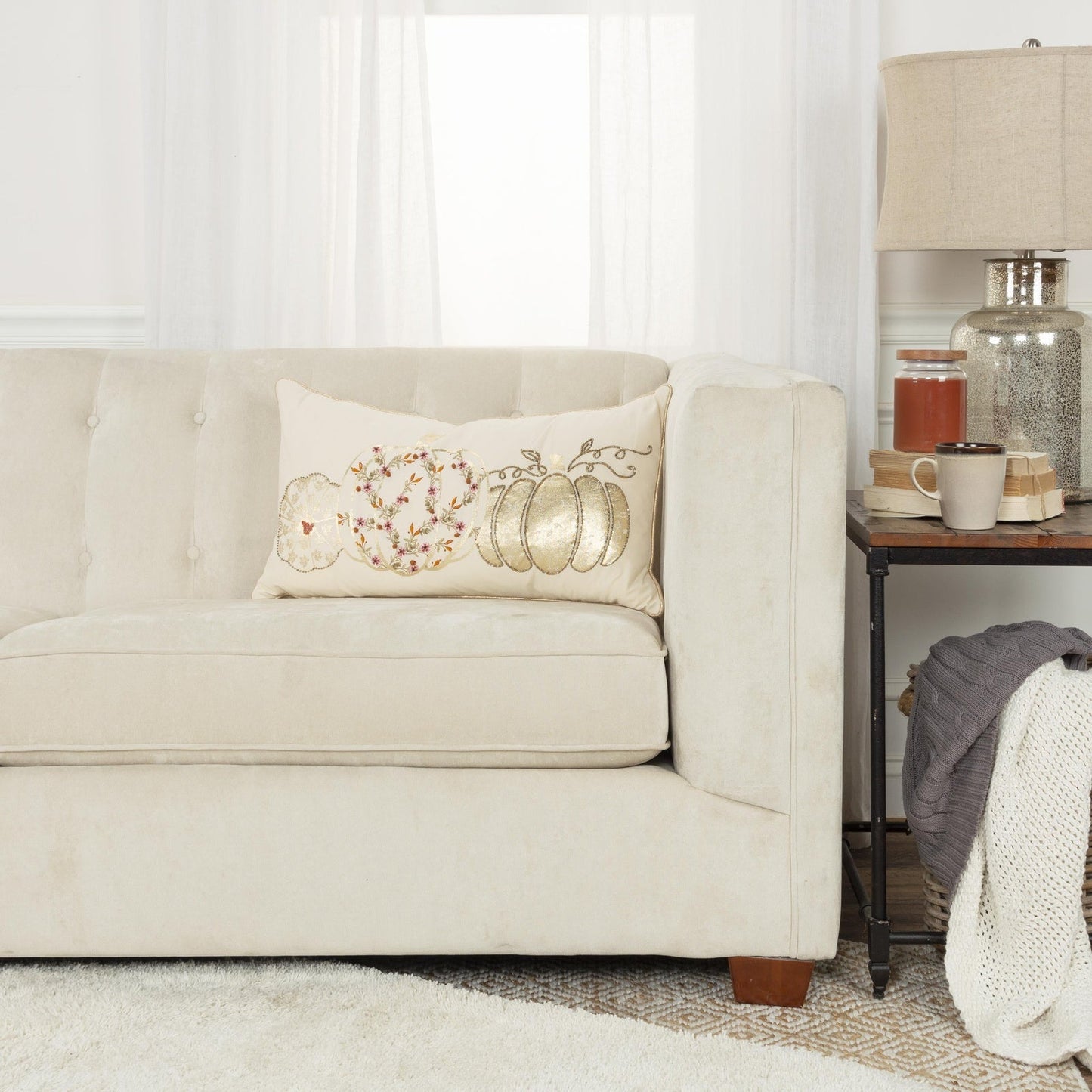Floral Pumpkin Lumbar Pillow