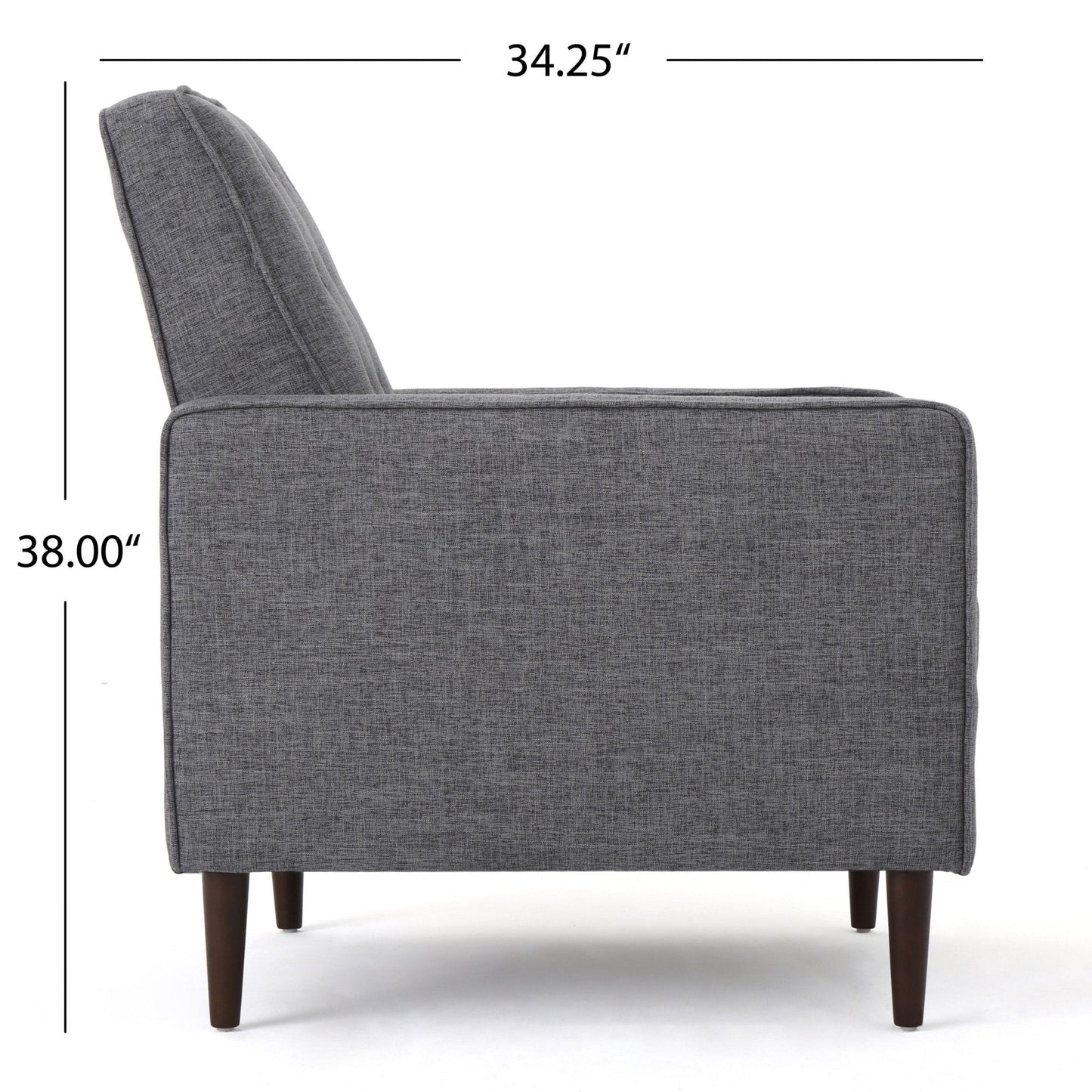 Quest Fabric Recliner with Button Tufted Back and Square Arm