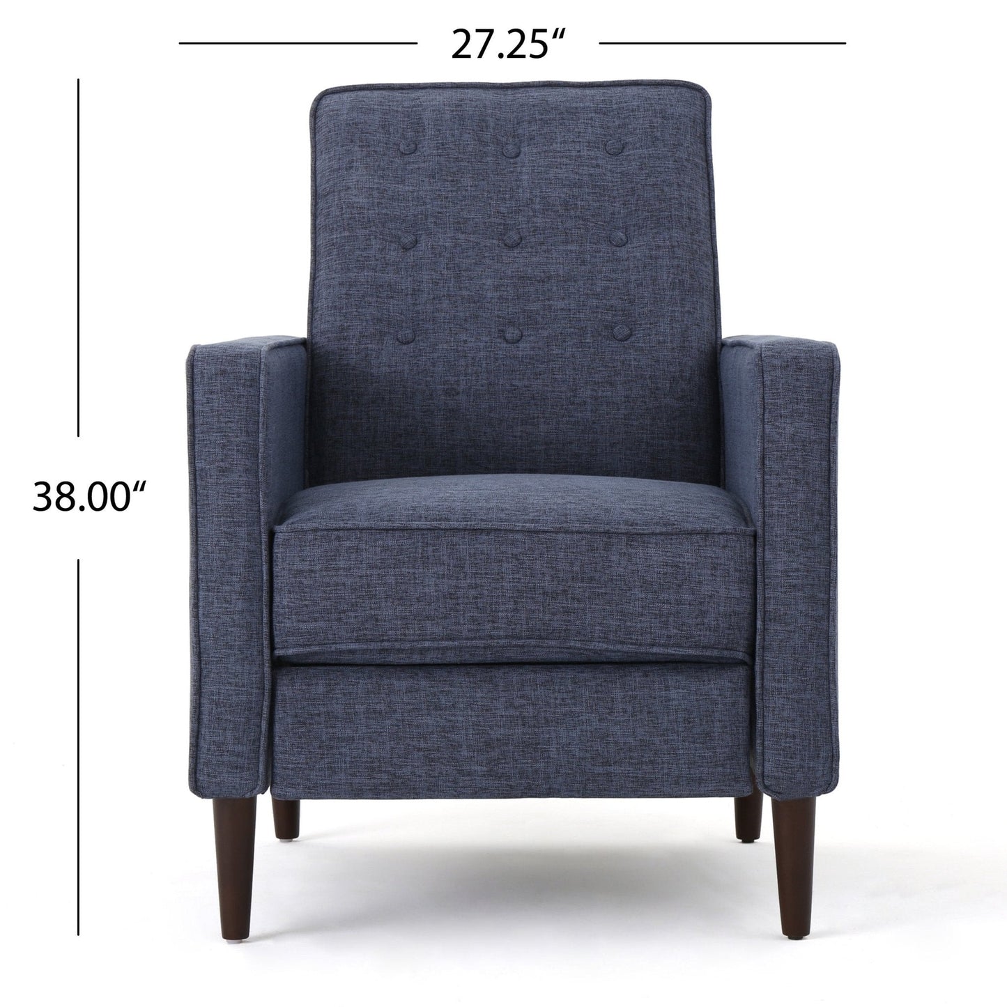 Quest Fabric Recliner with Button Tufted Back and Square Arm