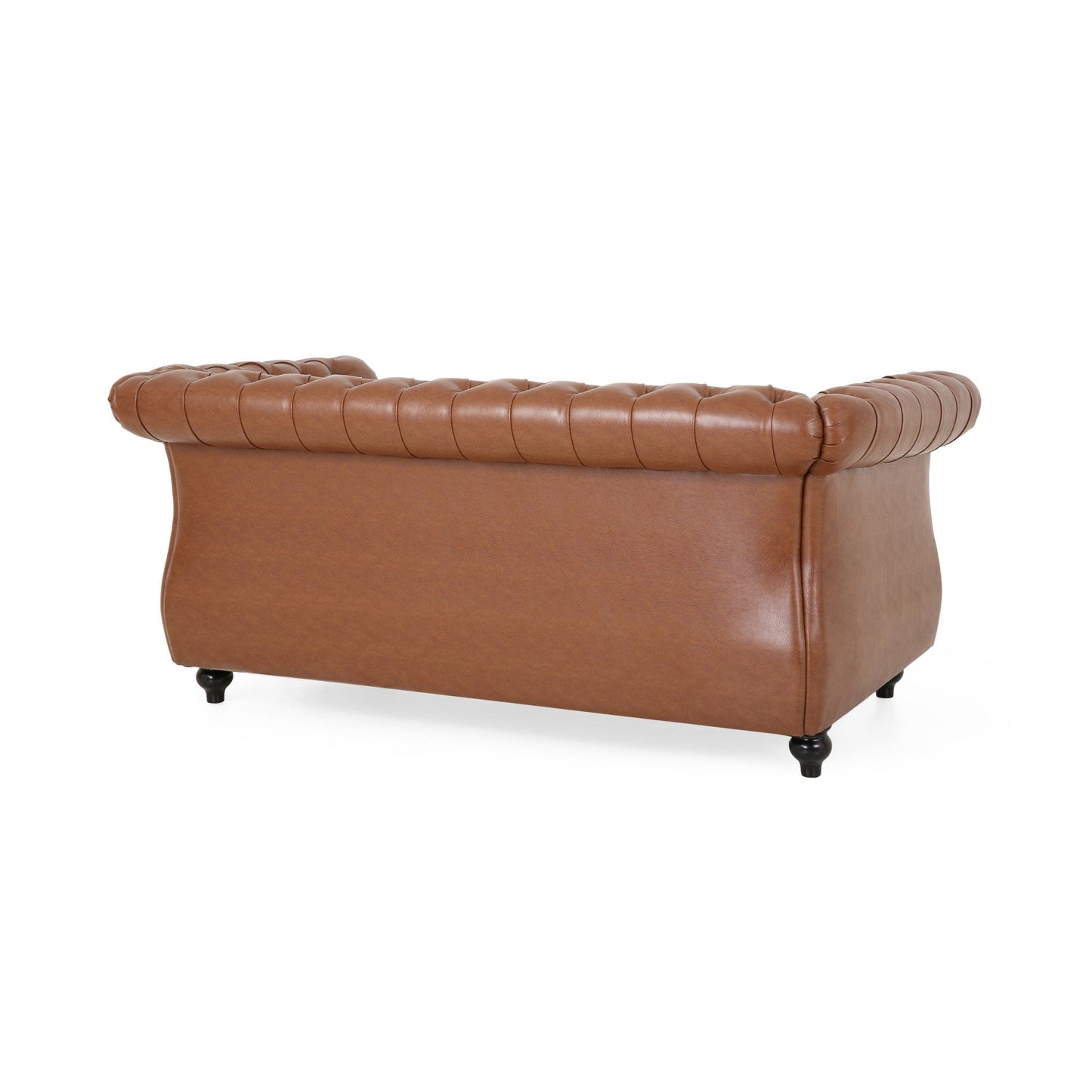 Quixotic Chesterfield Tufted Loveseat with Scroll Arms and Turned Legs
