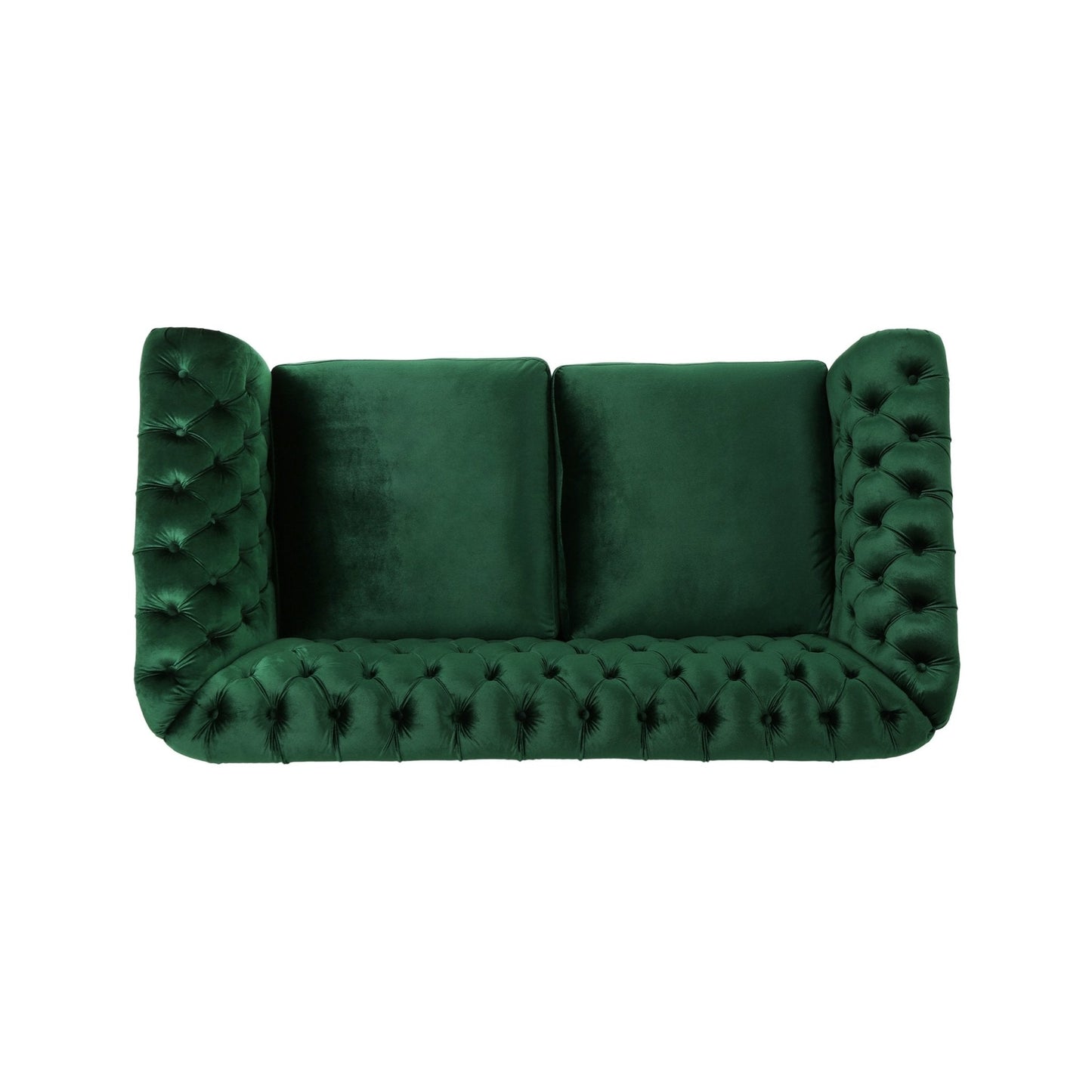 Quixotic Chesterfield Tufted Loveseat with Scroll Arms and Turned Legs