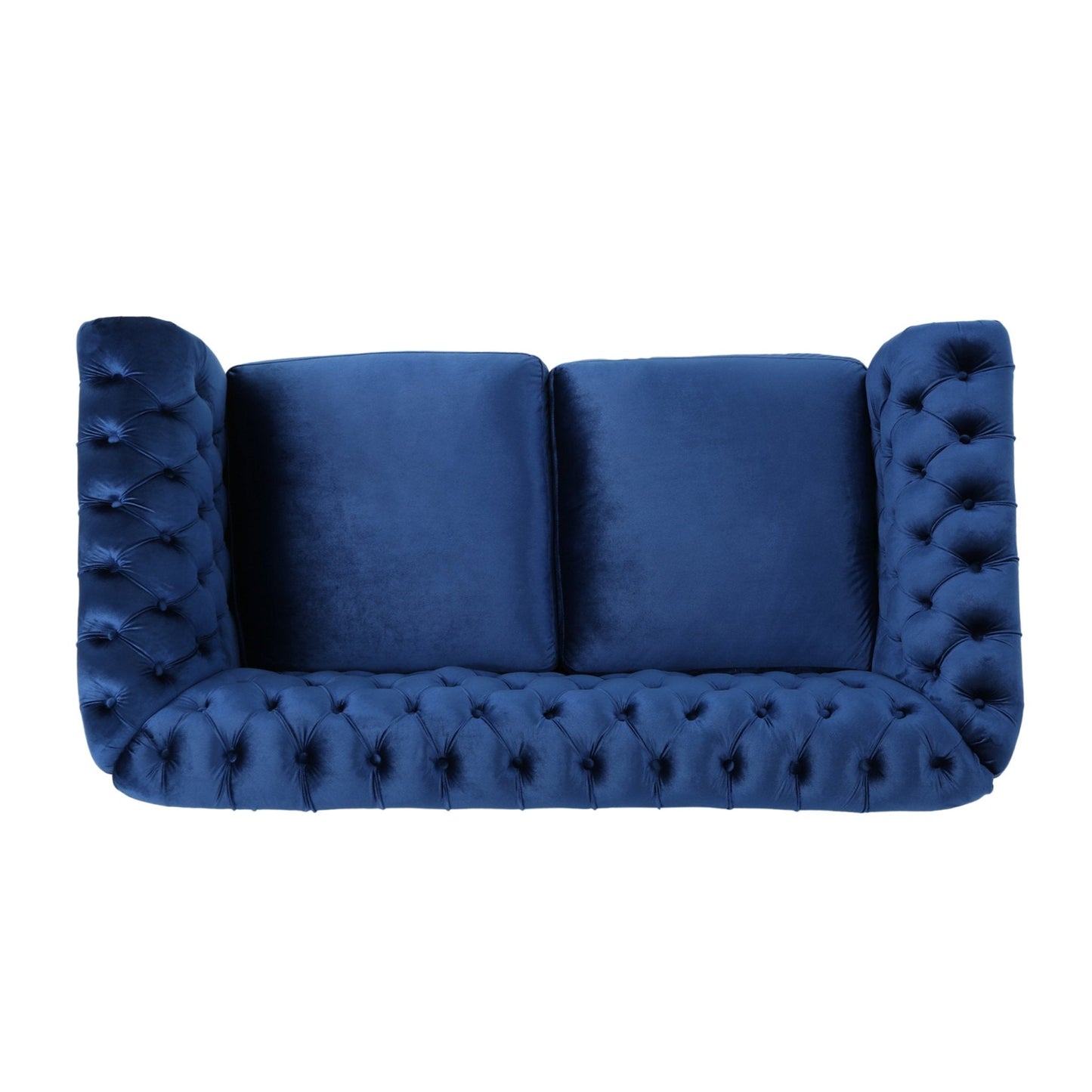 Quixotic Chesterfield Tufted Loveseat with Scroll Arms and Turned Legs