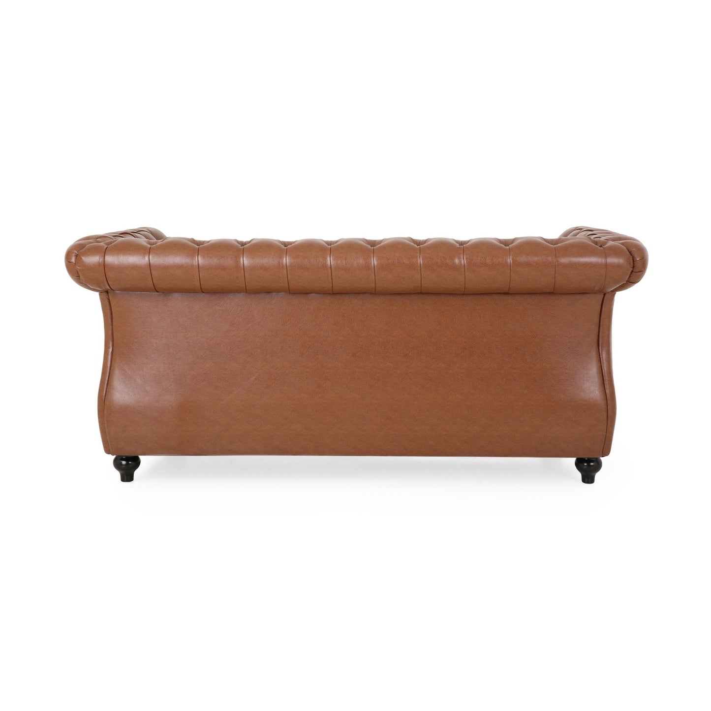 Quixotic Chesterfield Tufted Loveseat with Scroll Arms and Turned Legs