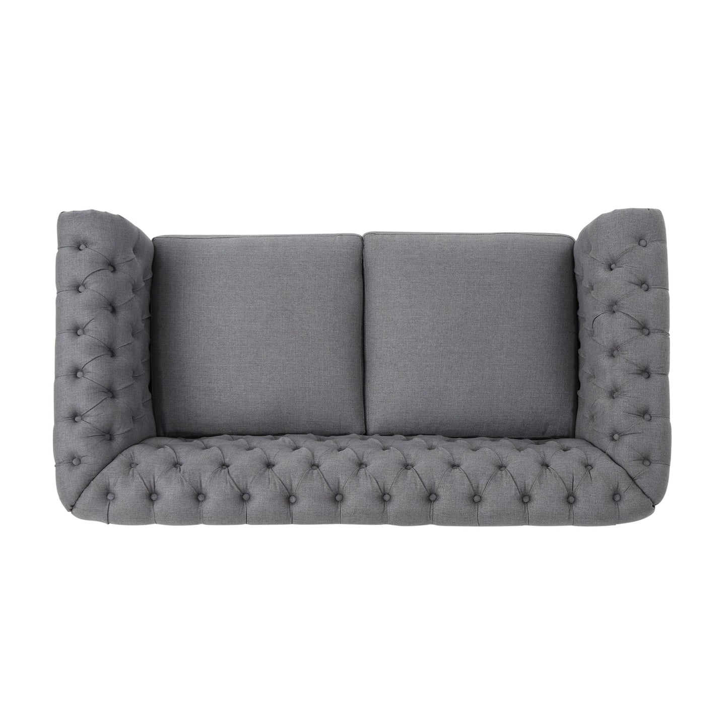 Quixotic Chesterfield Tufted Loveseat with Scroll Arms and Turned Legs