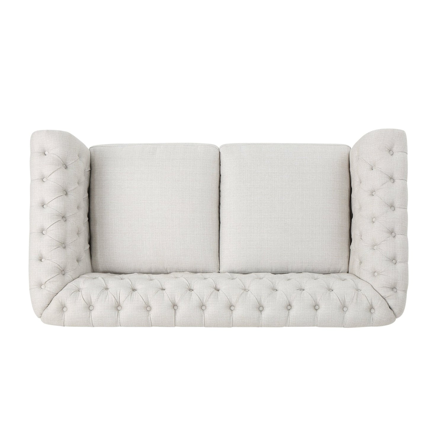 Quixotic Chesterfield Tufted Loveseat with Scroll Arms and Turned Legs