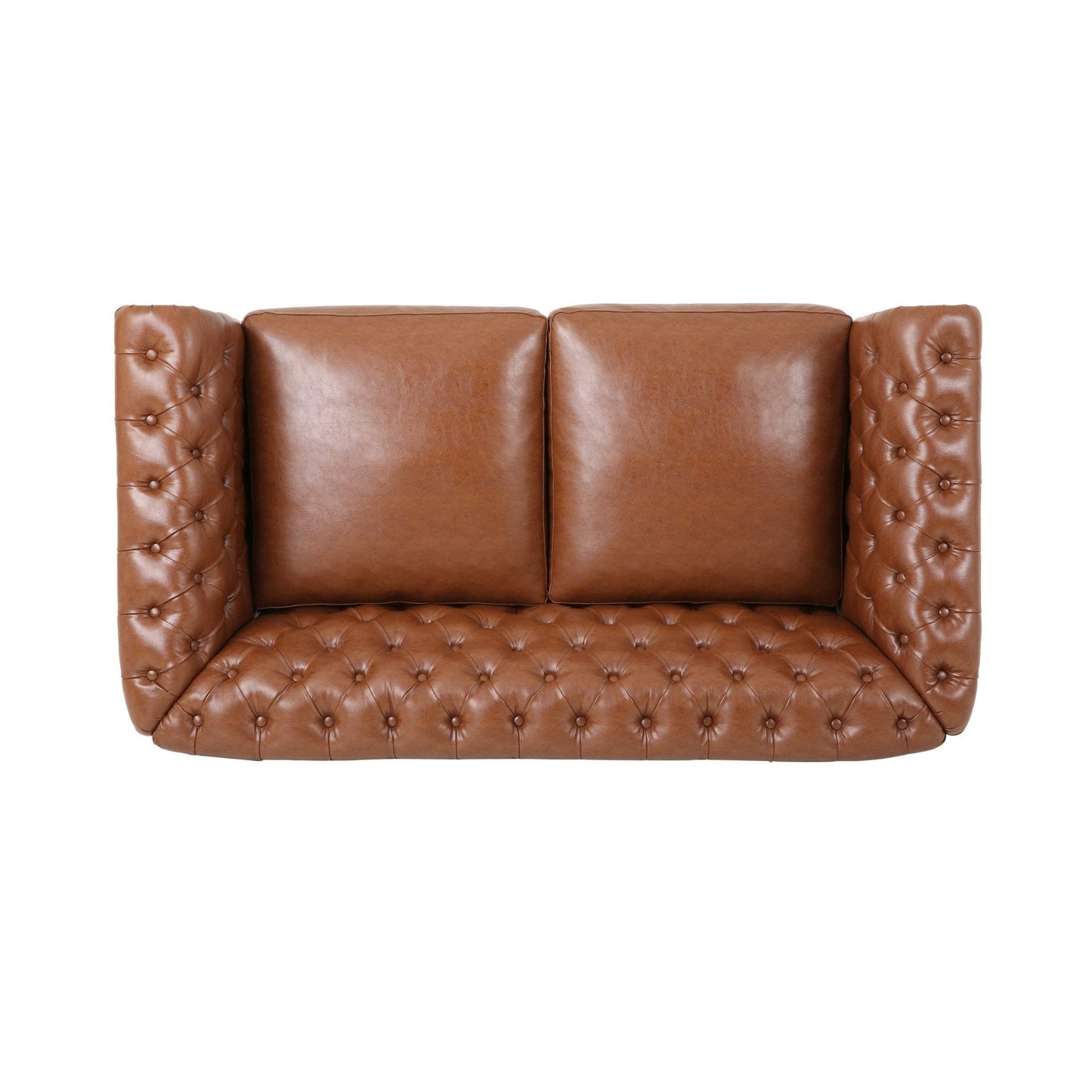 Quixotic Chesterfield Tufted Loveseat with Scroll Arms and Turned Legs
