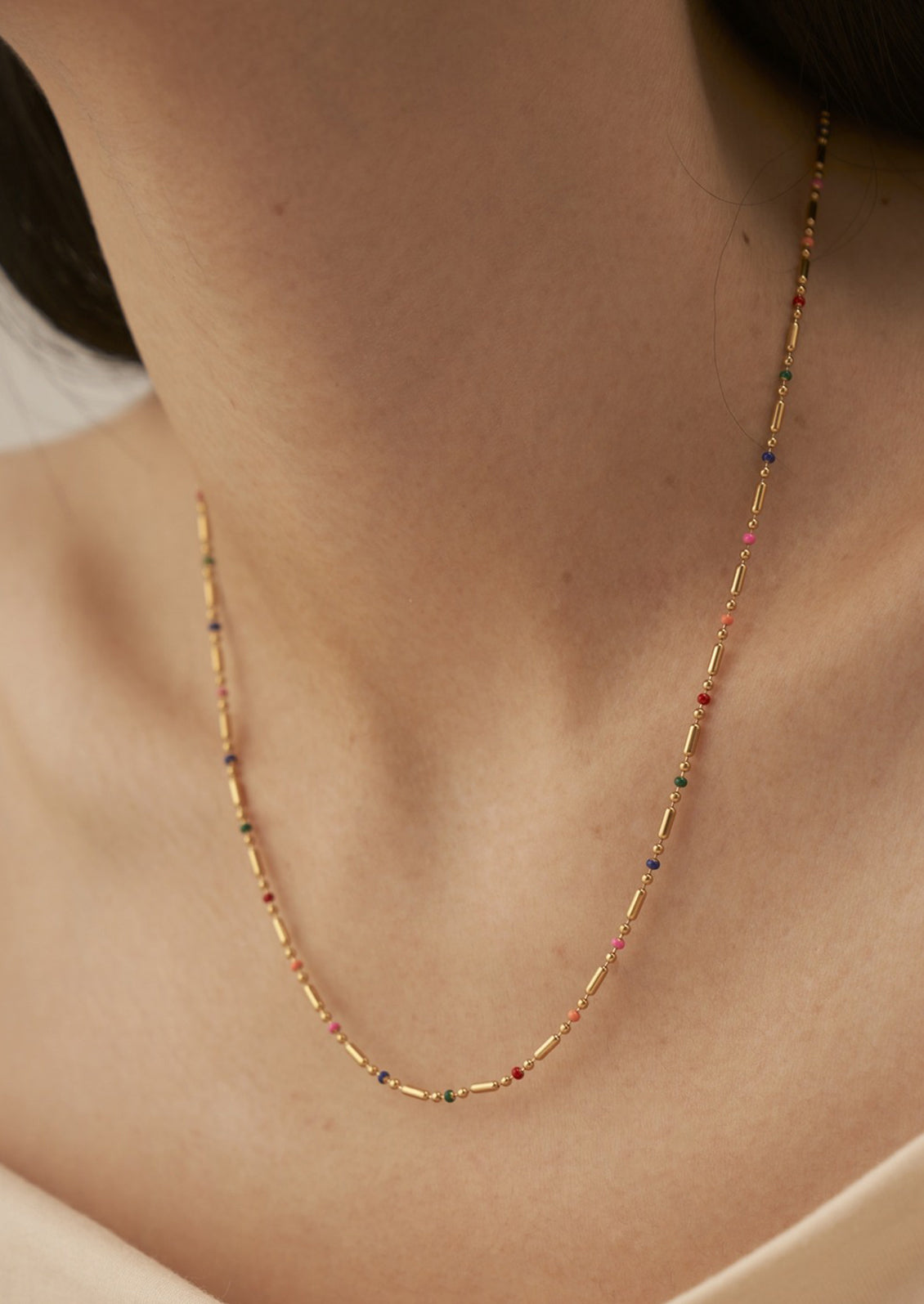 Rainbow Enamel Chain Necklace