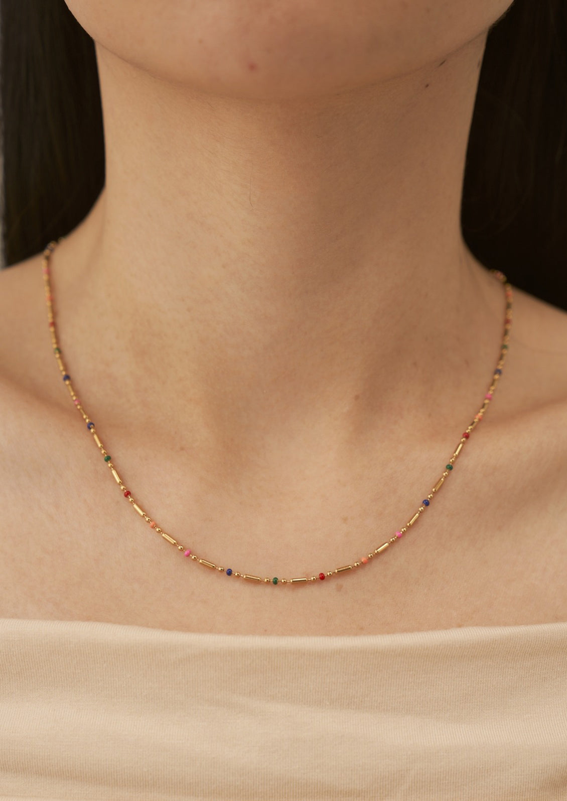 Rainbow Enamel Chain Necklace