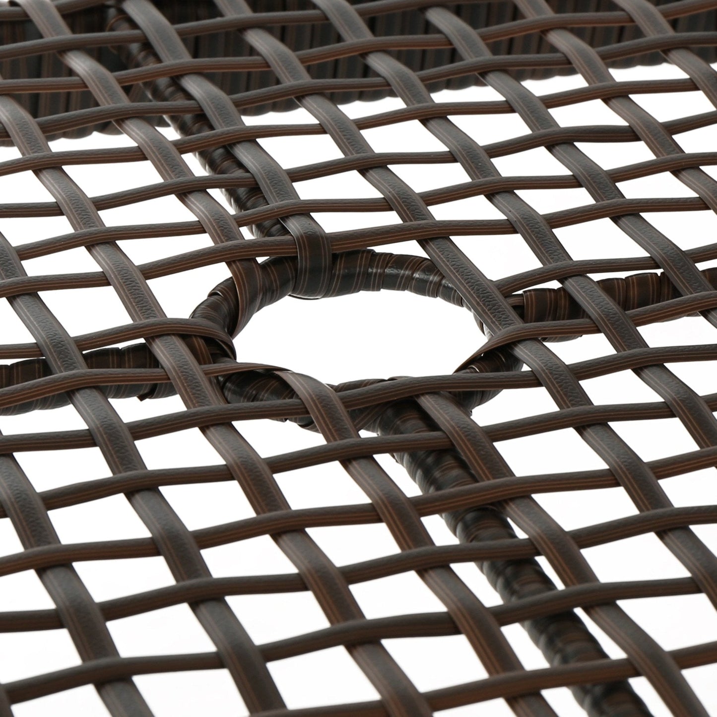 Rattan Cover Table with Glass Top and Iron Frame