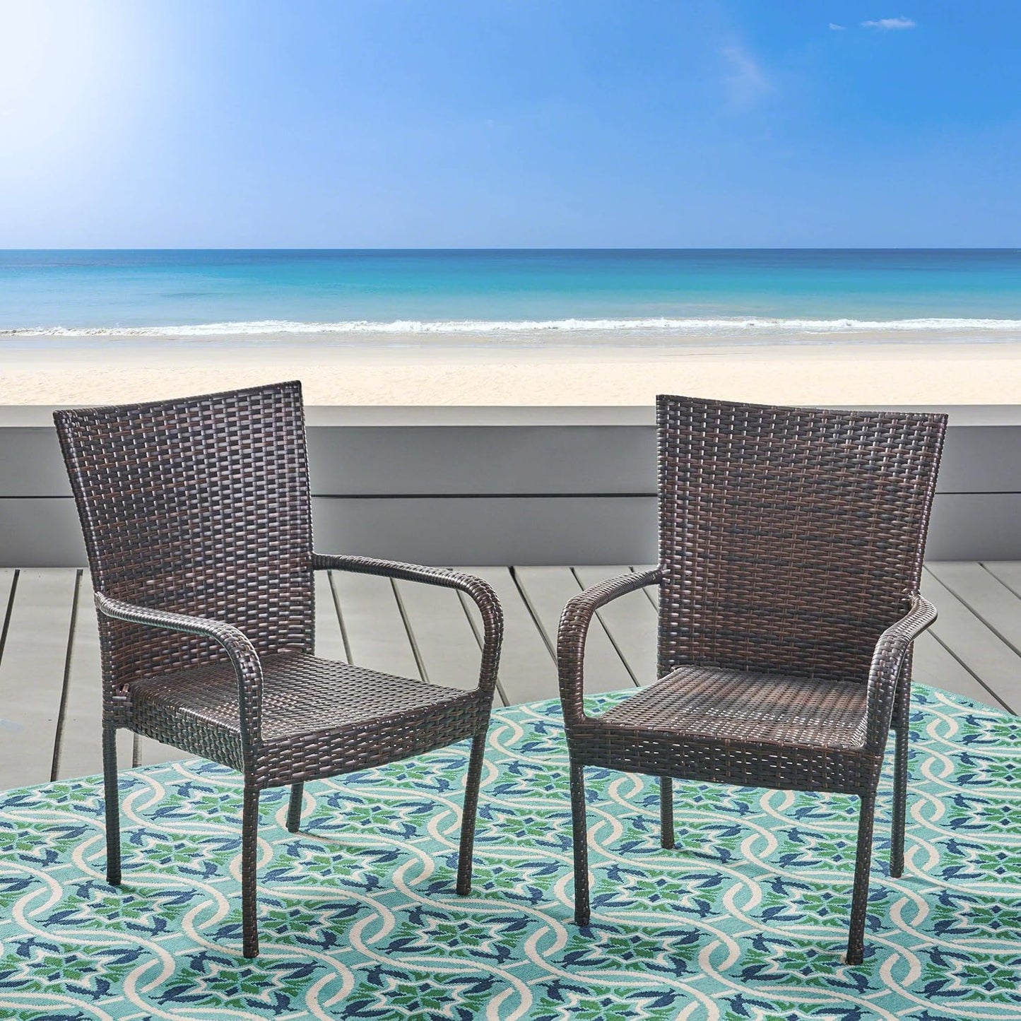 Rattan Dining Chair with Wicker Stacking