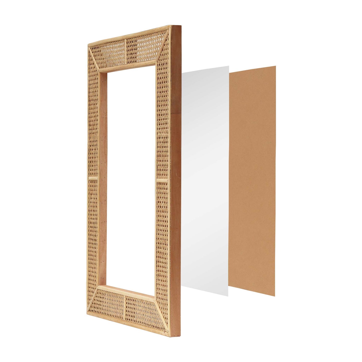 Boho Rectangle Rattan Wall Mirror