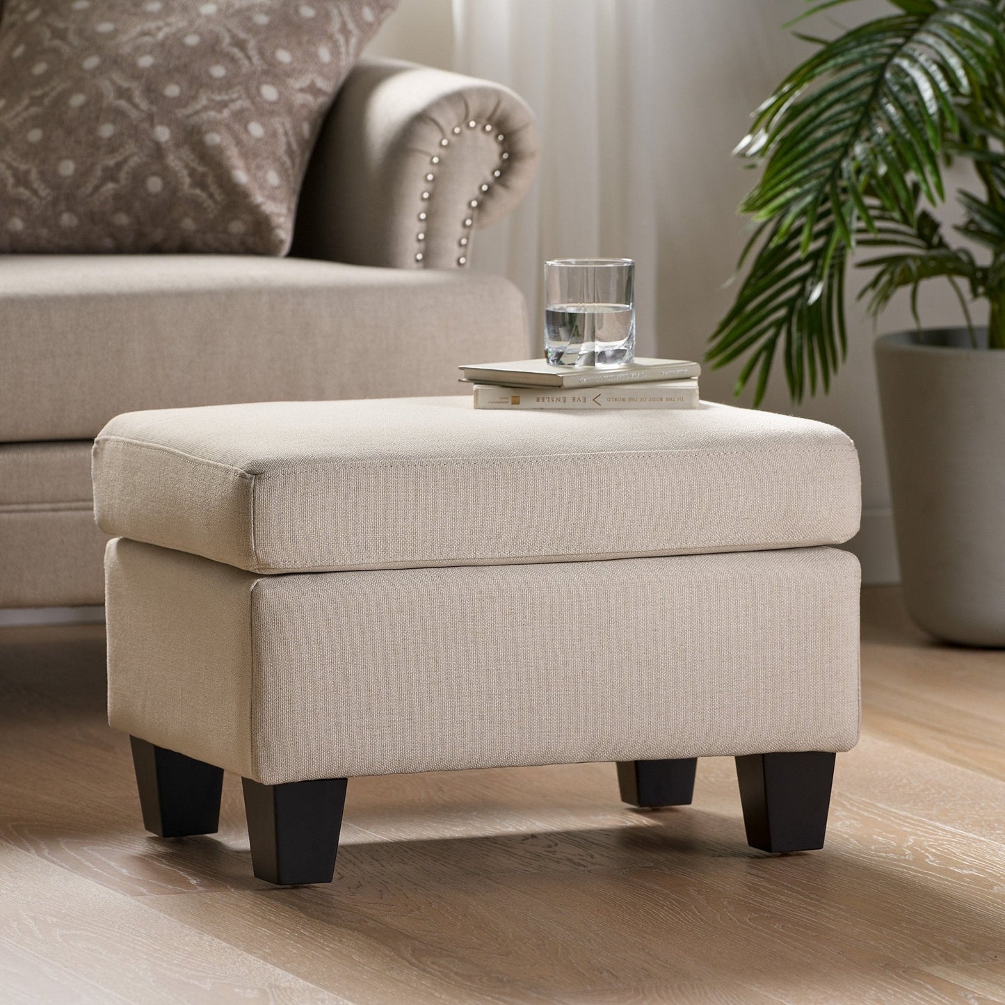 Rectangular Fabric Upholstered Ottoman