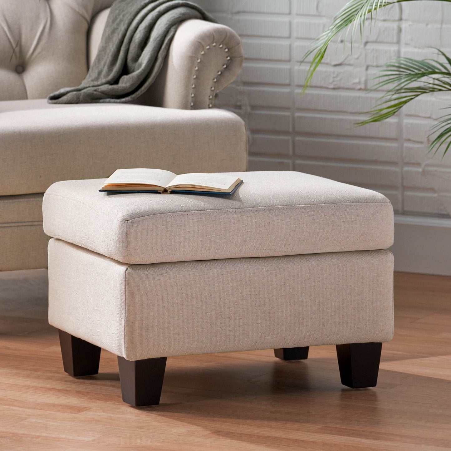 Rectangular Fabric Upholstered Ottoman
