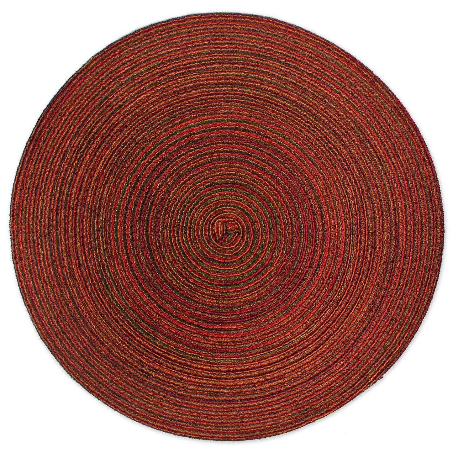 Red Variegated Round Woven Placemats, Set Of 6