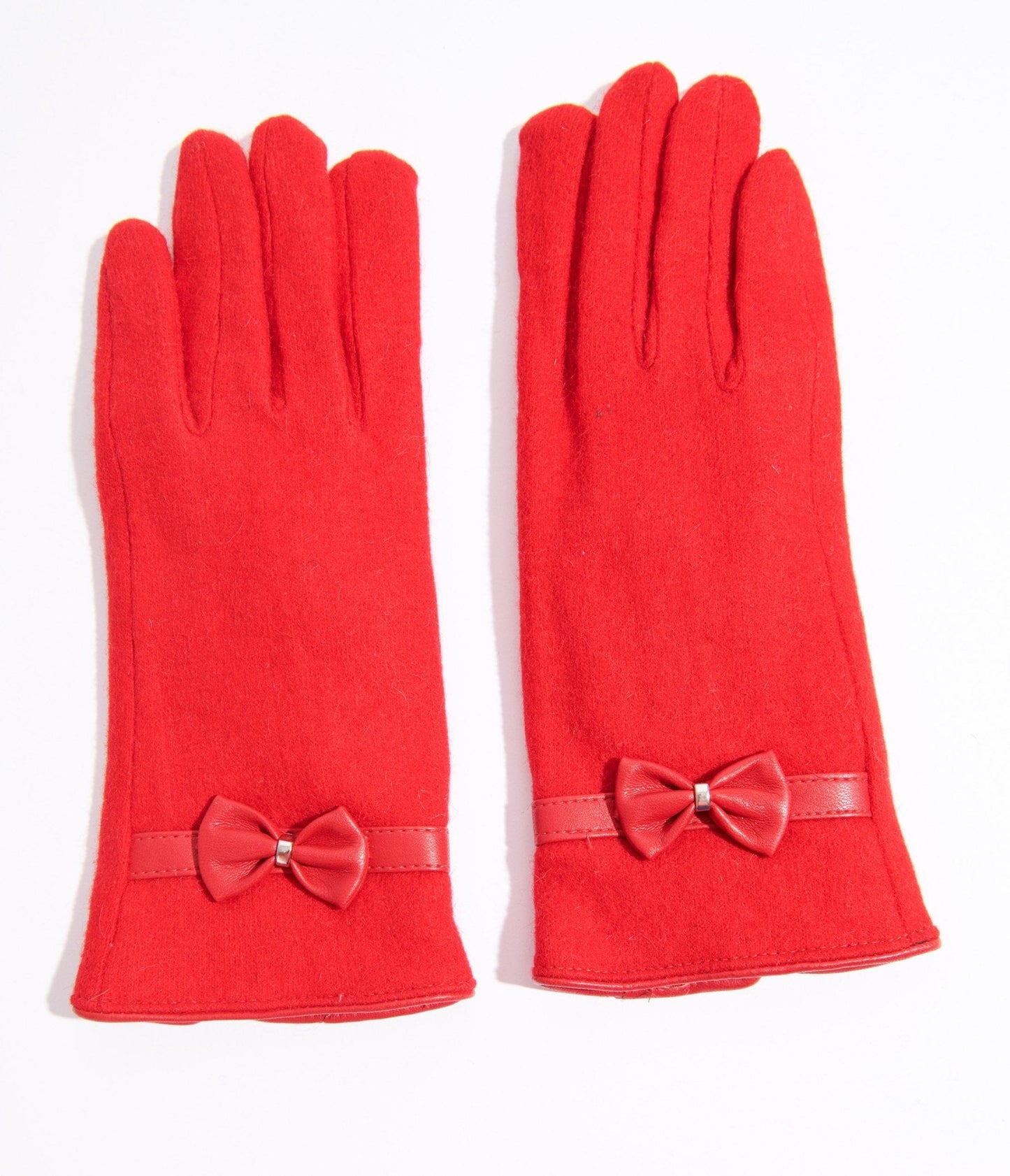 Red Wool Texting Gloves