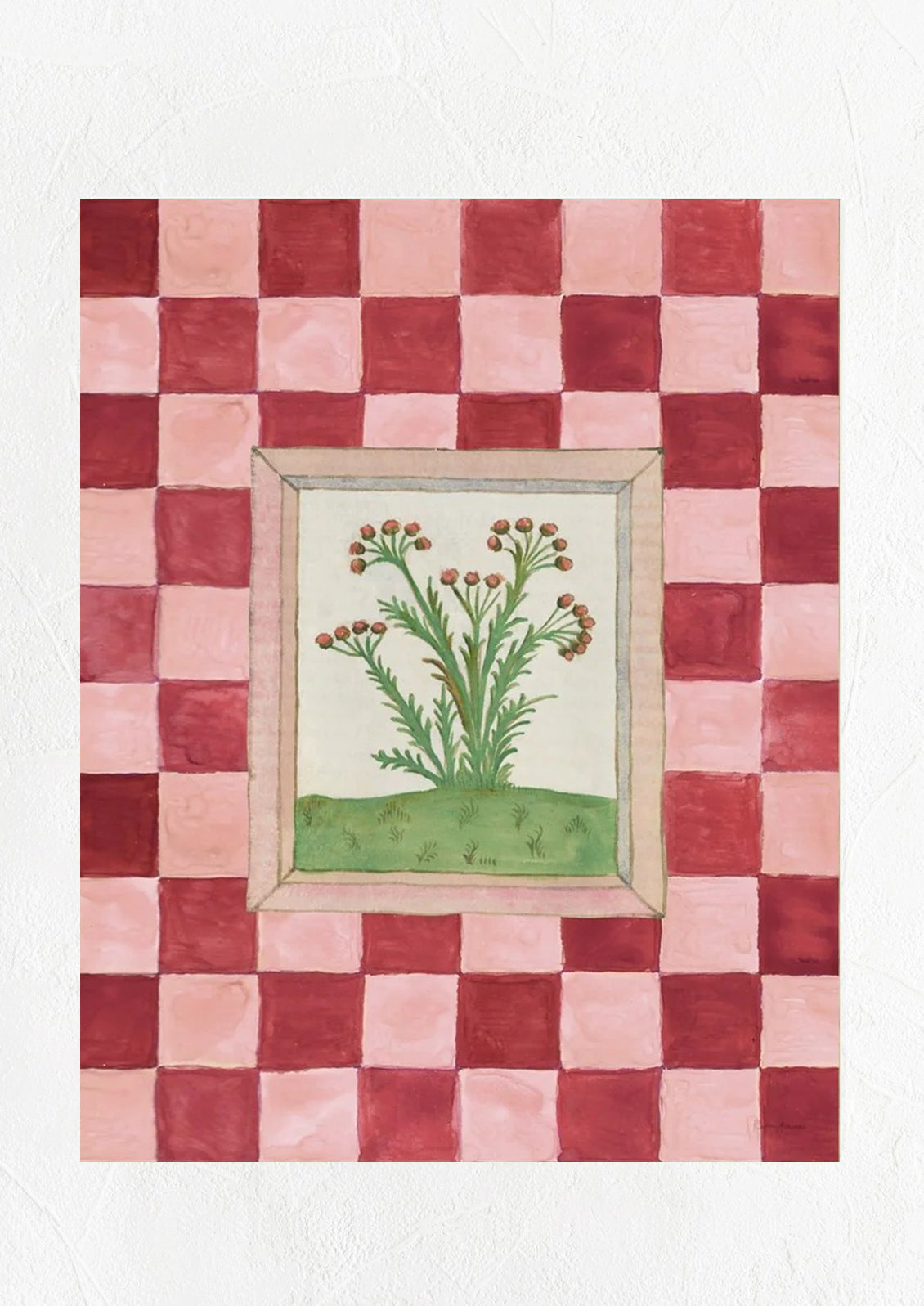 Book of Herbs Print in Red Checker