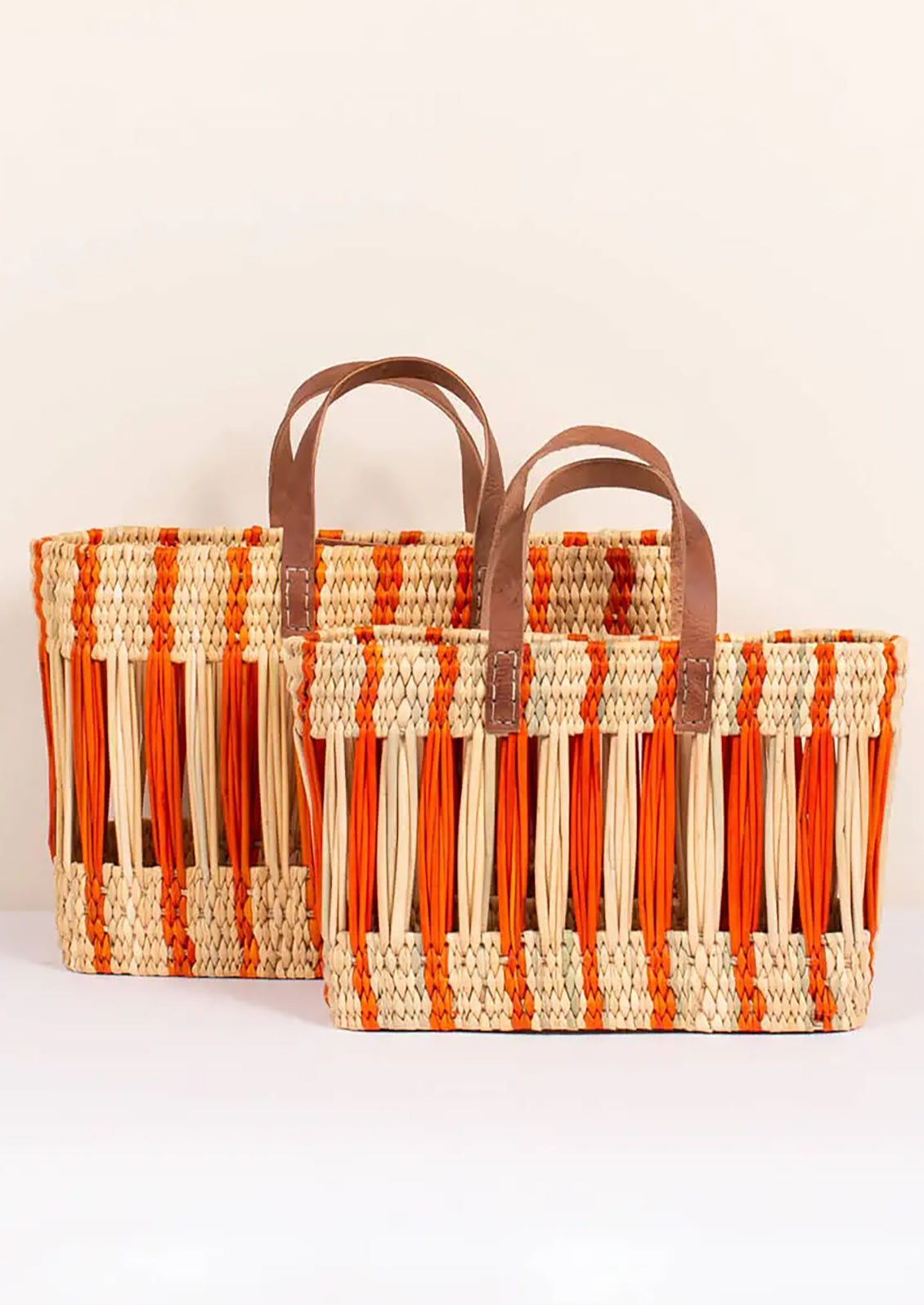 Striped Reed Storage Basket