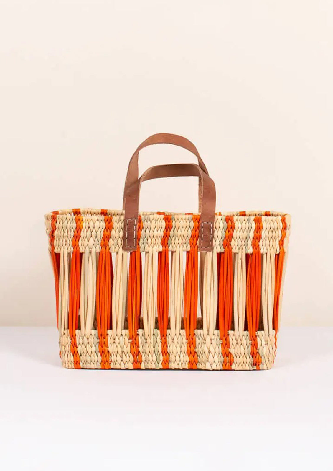 Striped Reed Storage Basket