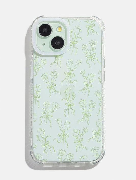 Regency Green Primrose Flowers Shock iPhone Case