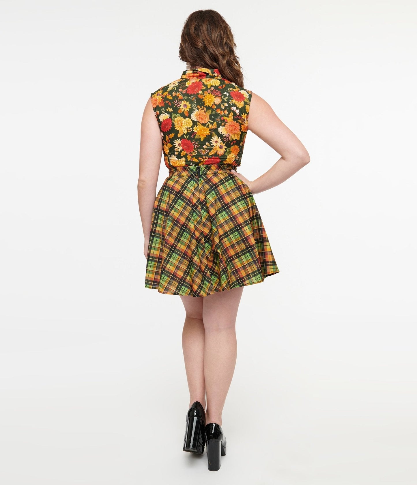 Retrolicious 1950s Autumn Tartan Skater Skirt