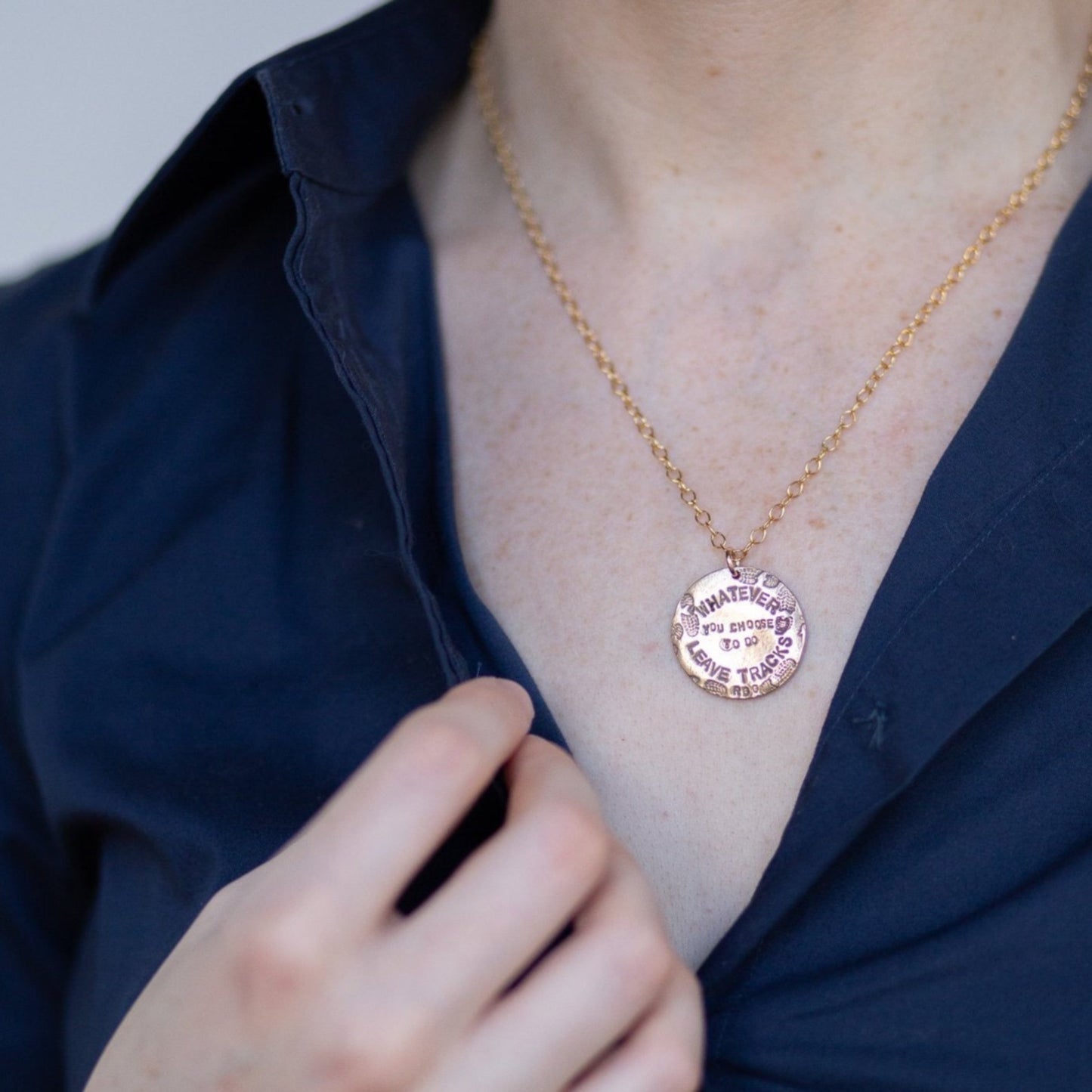 Leave Tracks RBG Quote Necklace