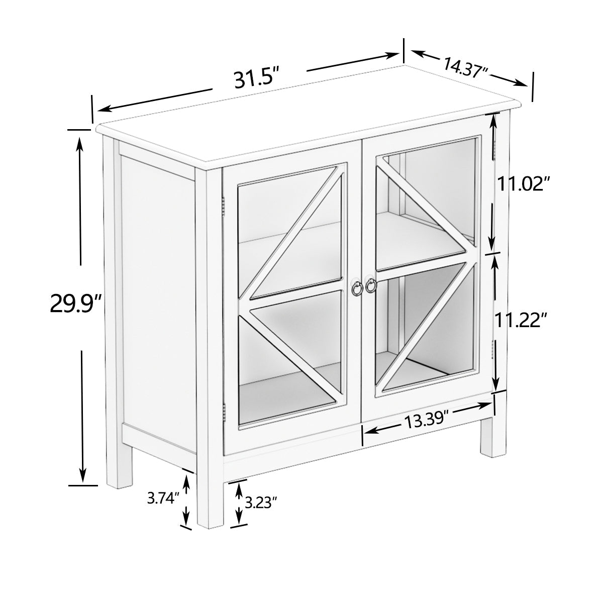 Rhapsody Kitchen Cabinet with Double Glass Doors
