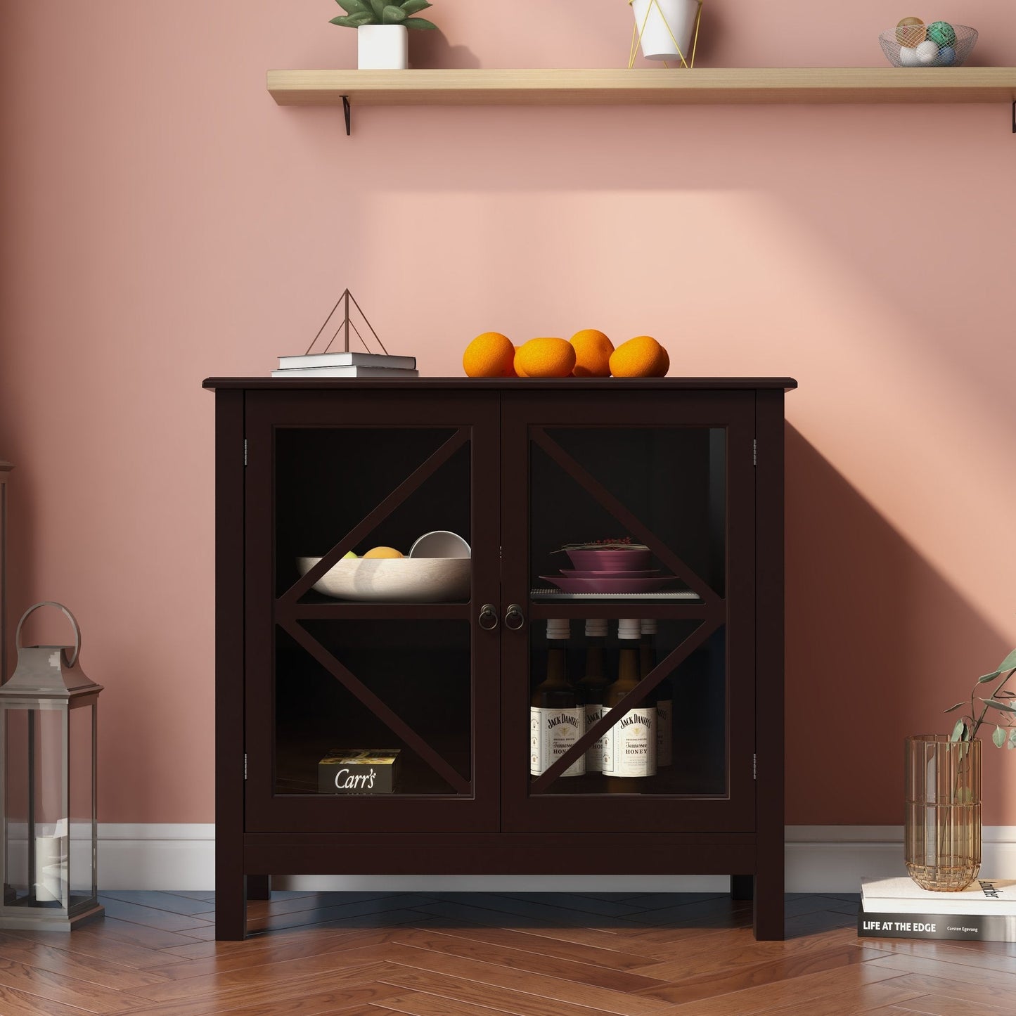 Rhapsody Kitchen Cabinet with Double Glass Doors