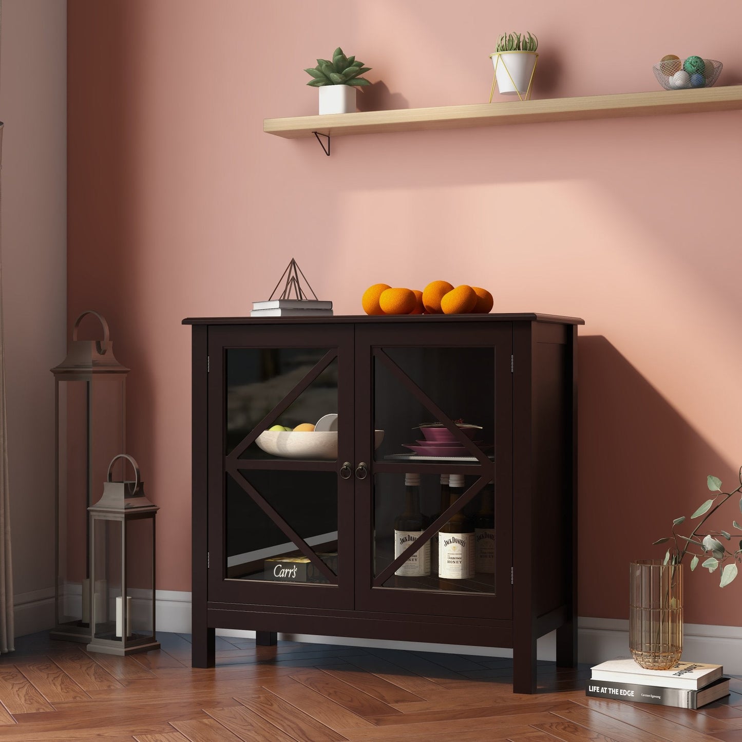 Rhapsody Kitchen Cabinet with Double Glass Doors