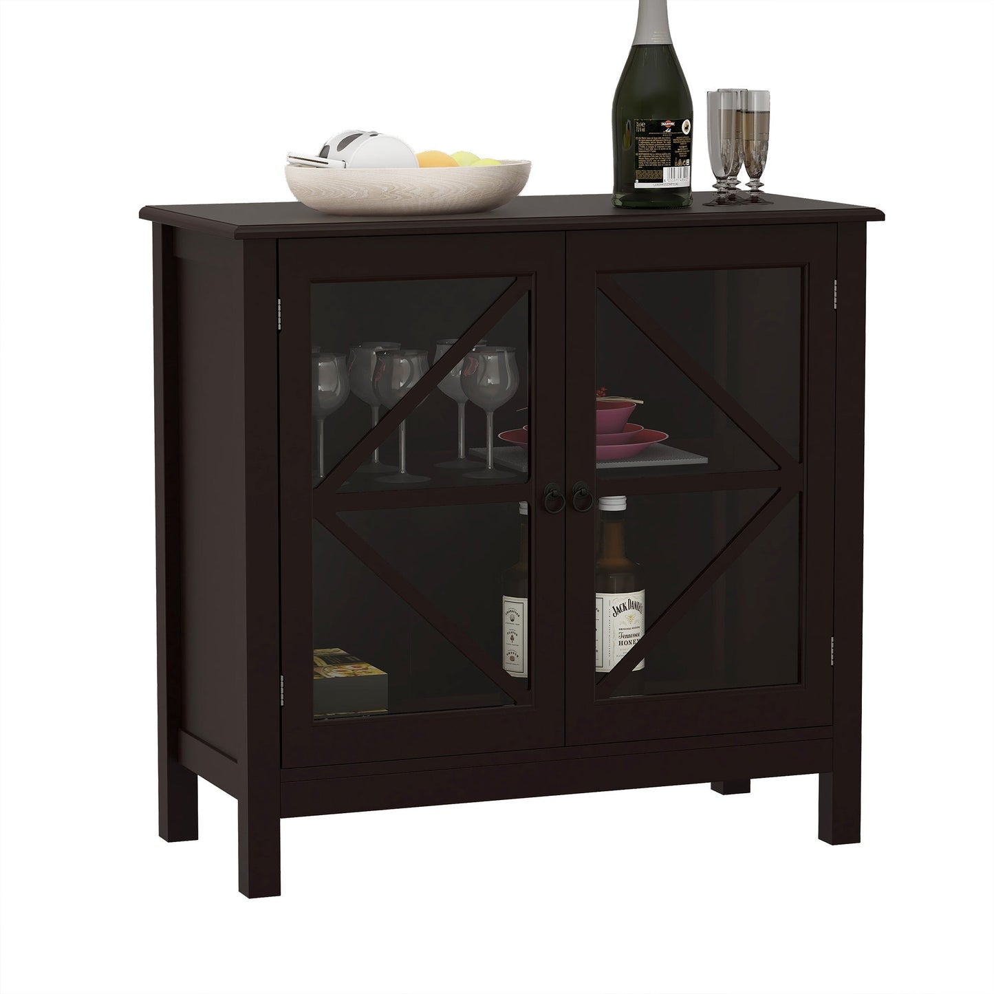 Rhapsody Kitchen Cabinet with Double Glass Doors